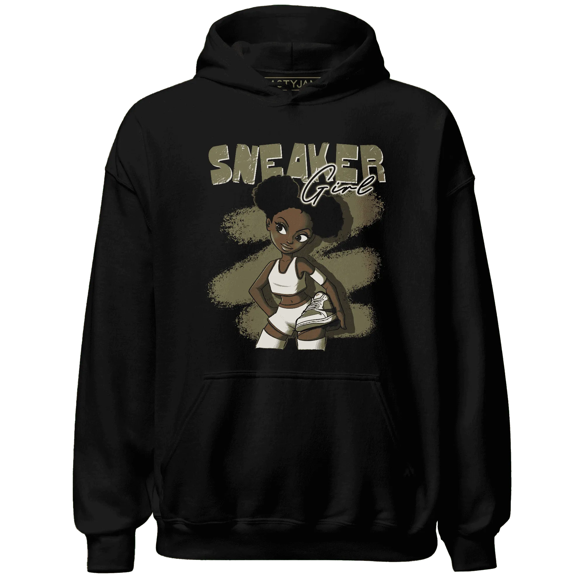 NastyJamz-Medium-Olive-1s-Hoodie-Match-Black-Sneaker-Girl