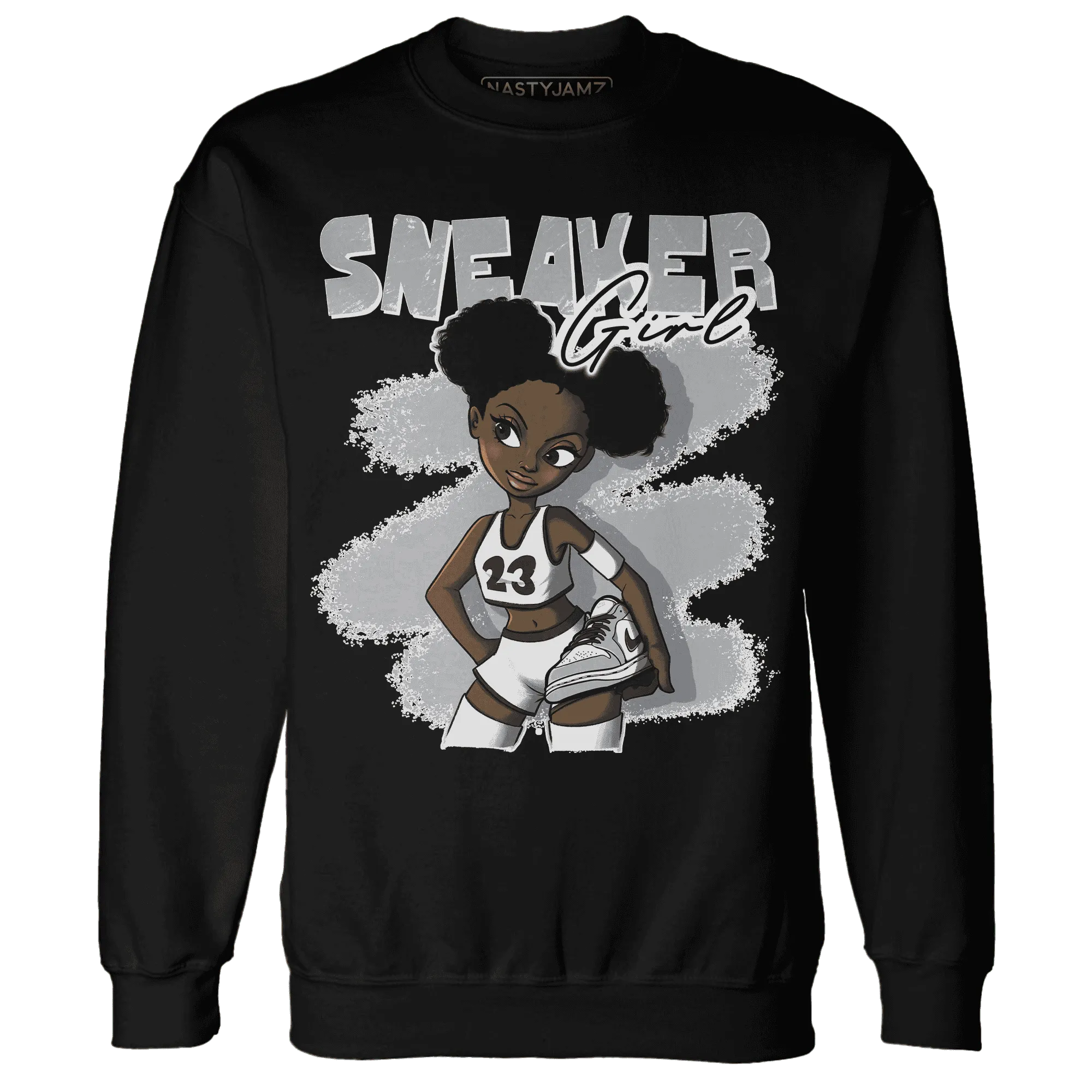 Wolf-Grey-1s-Sweatshirt-Match-Black-Sneaker-Girl