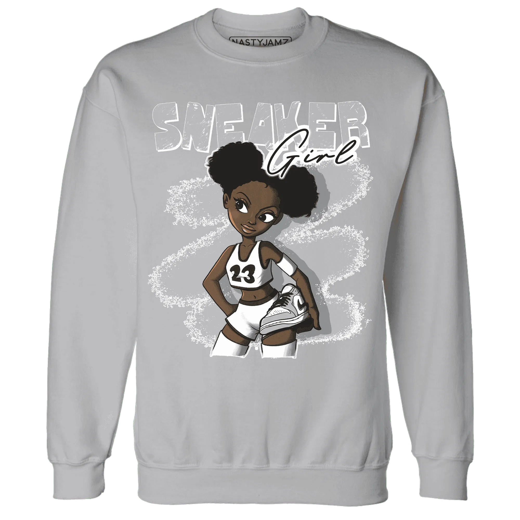 Wolf-Grey-1s-Sweatshirt-Match-Black-Sneaker-Girl