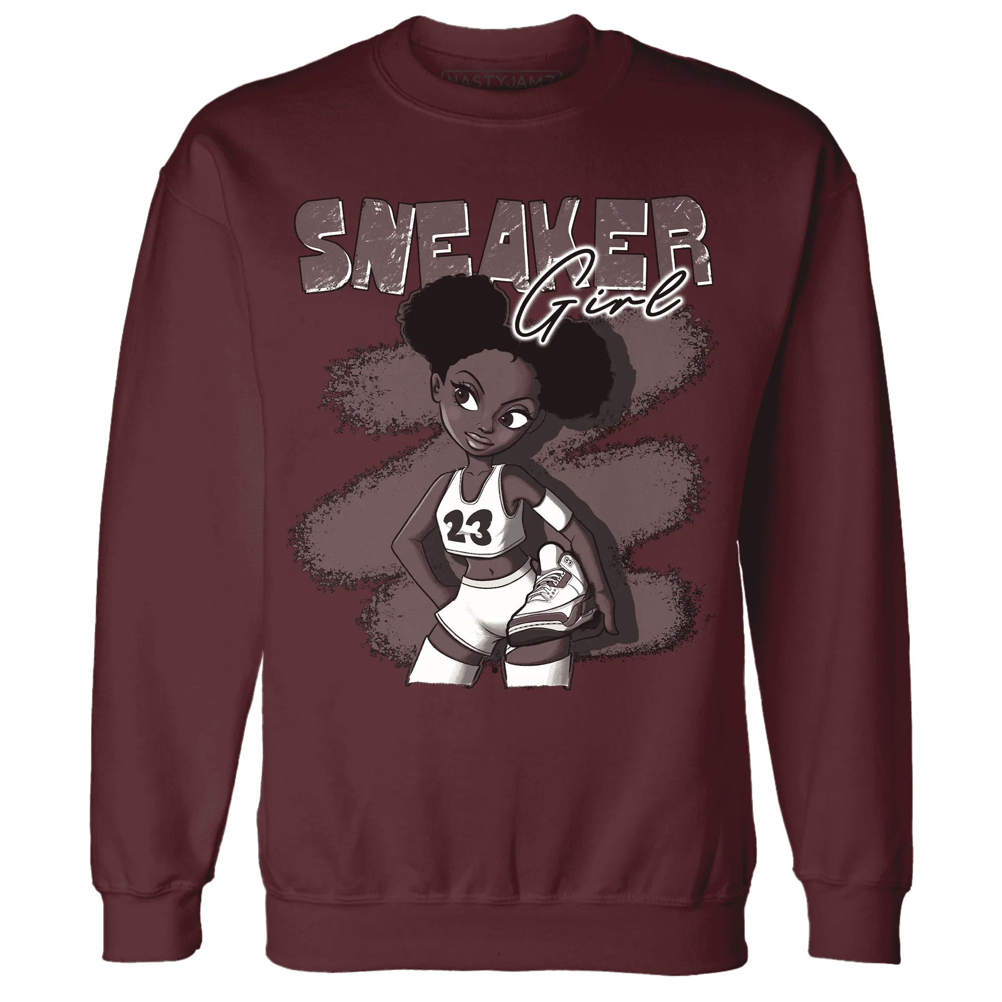 NastyJamz-Burgundy-Crush-3s-Sweatshirt-Match-Black-Sneaker-Girl