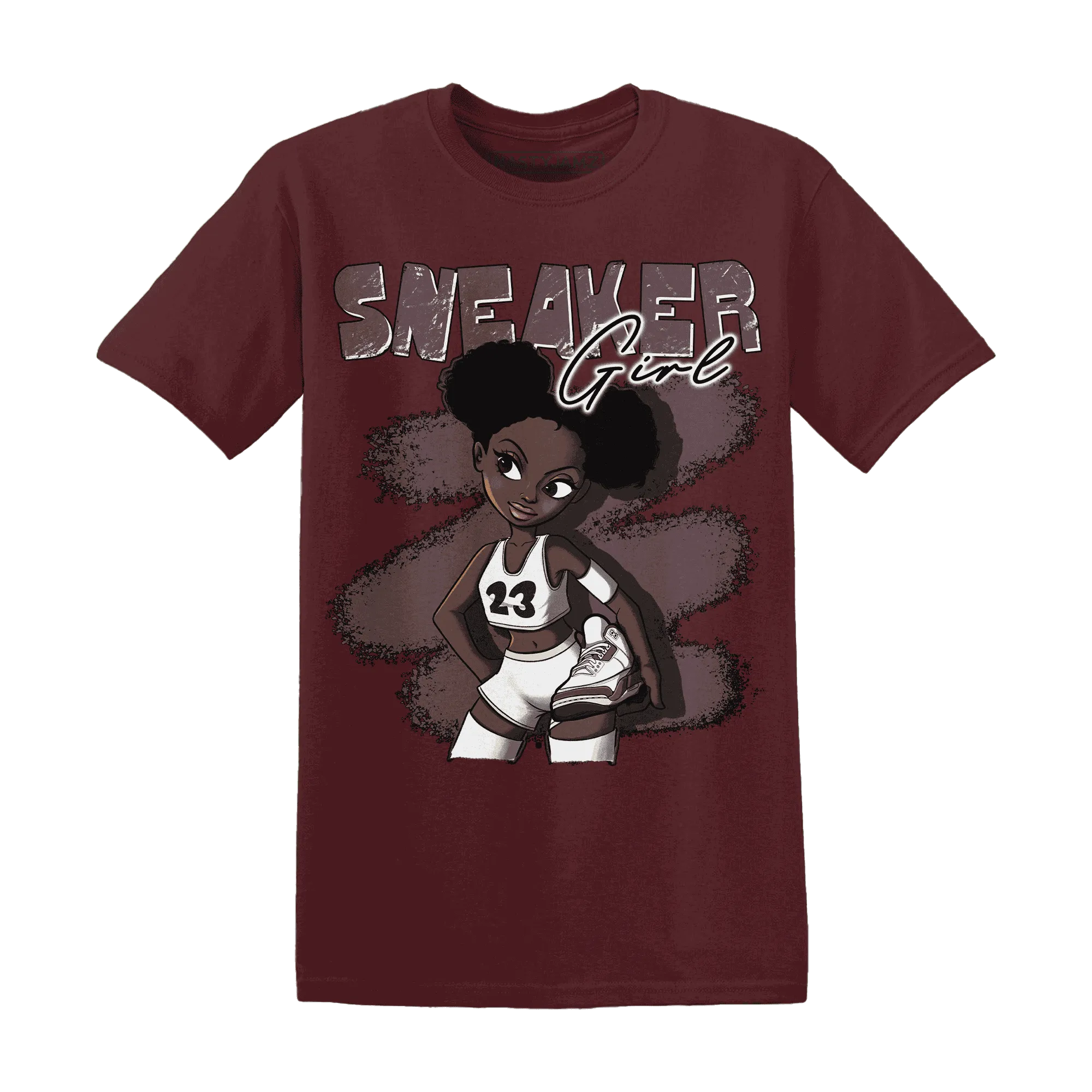 NastyJamz-Burgundy-Crush-3s-T-Shirt-Match-Black-Sneaker-Girl