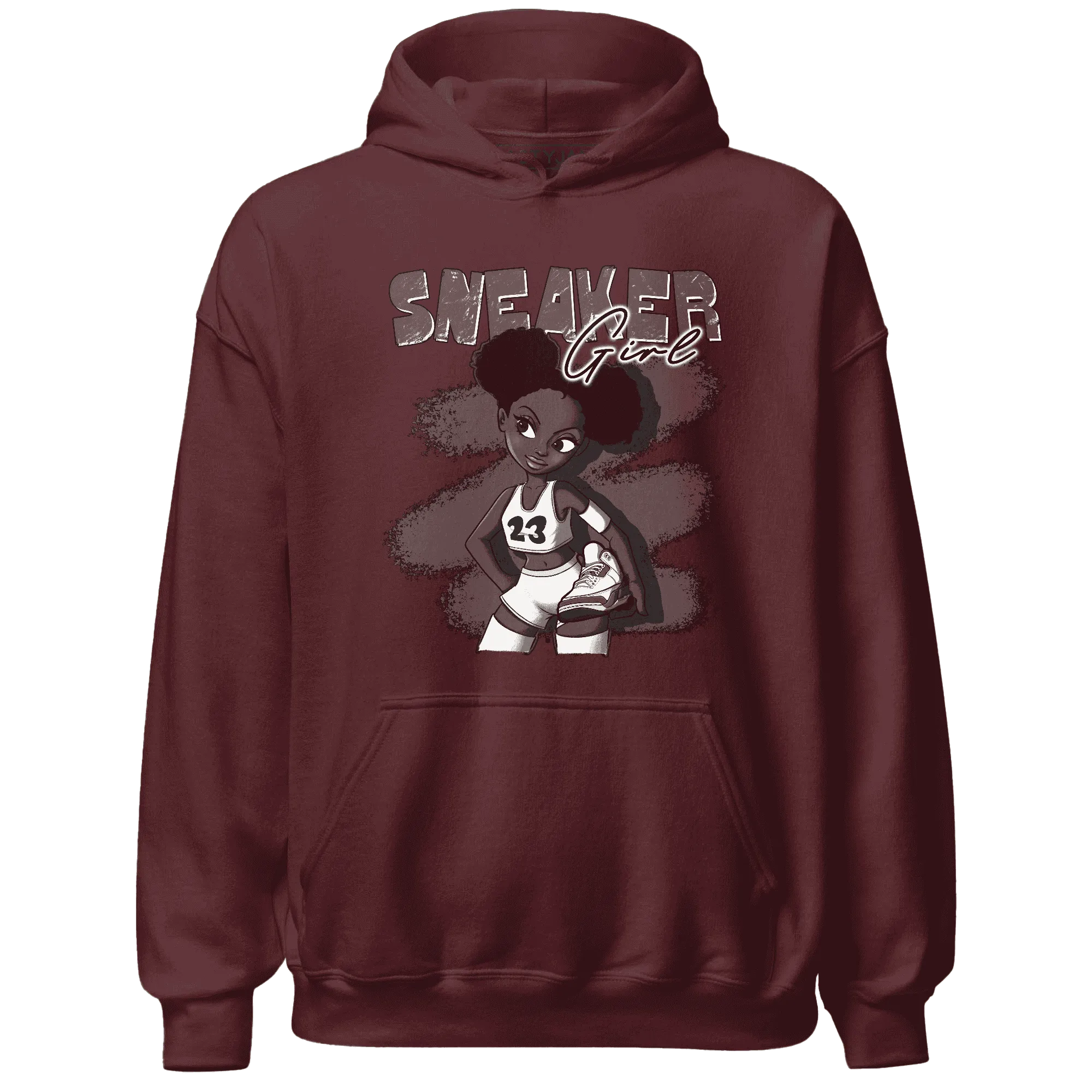 NastyJamz-Burgundy-Crush-3s-Hoodie-Match-Black-Sneaker-Girl