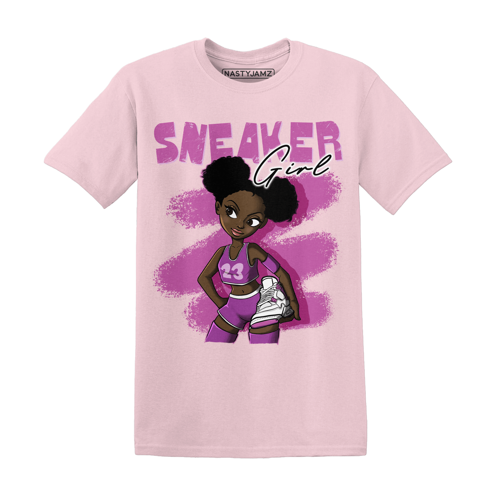 GS Hyper Violet 4s T Shirt Match Black Sneaker Girl - NastyJamz