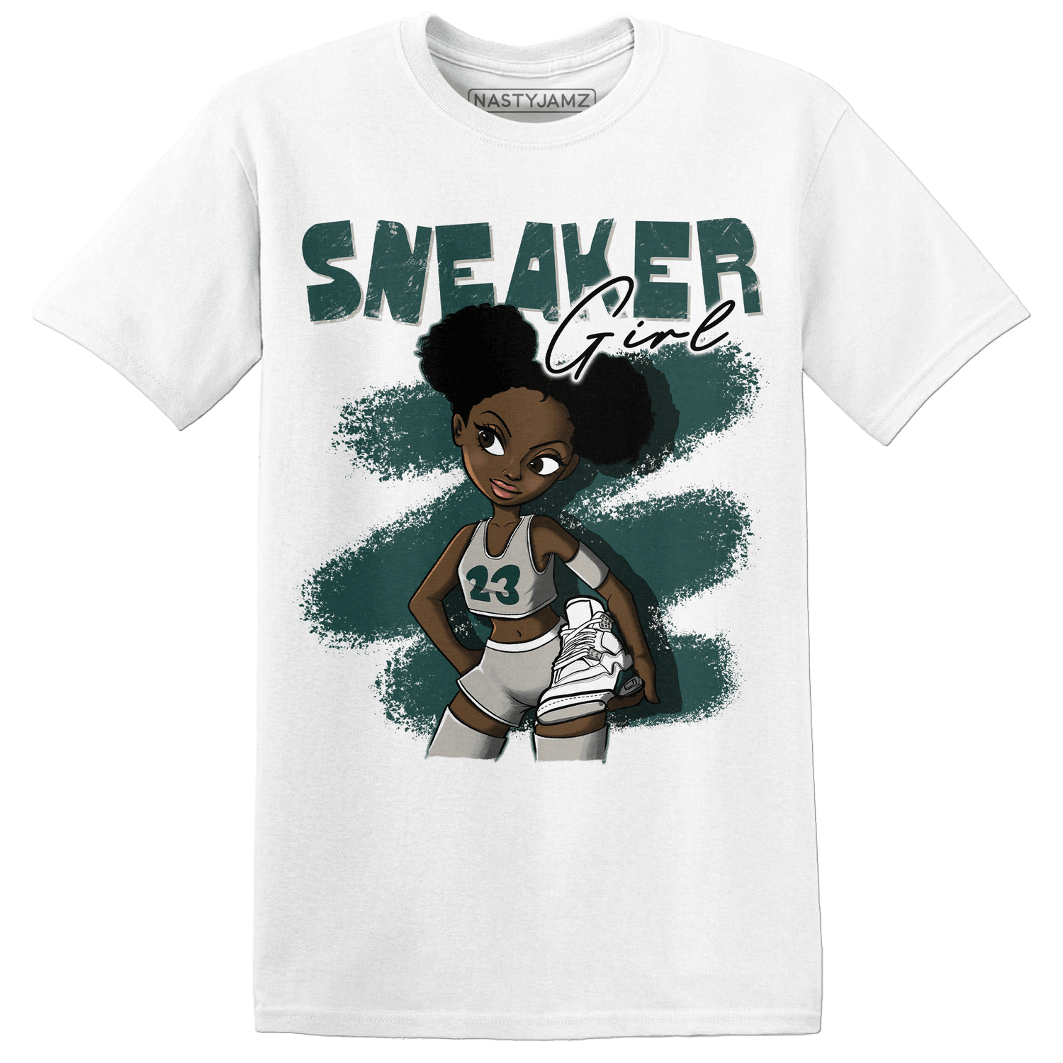 Oxidized Green 4s T Shirt Match Black Sneaker Girl - NastyJamz
