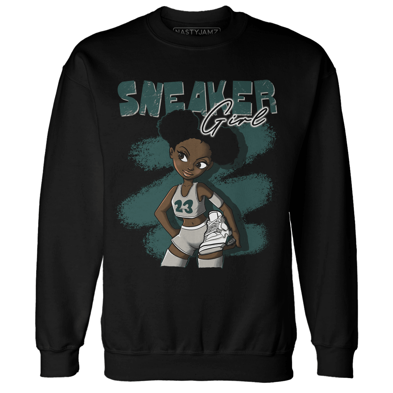 Oxidized Green 4s Sweatshirt Match Black Sneaker Girl - NastyJamz