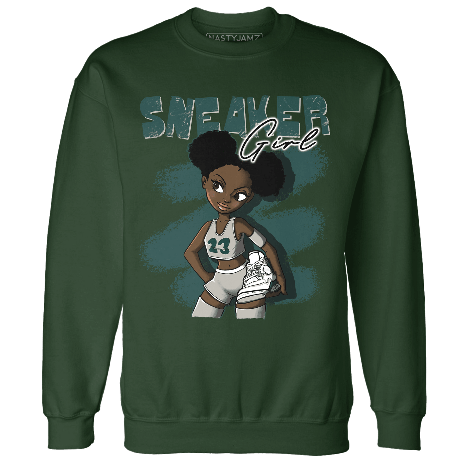 Oxidized Green 4s Sweatshirt Match Black Sneaker Girl - NastyJamz