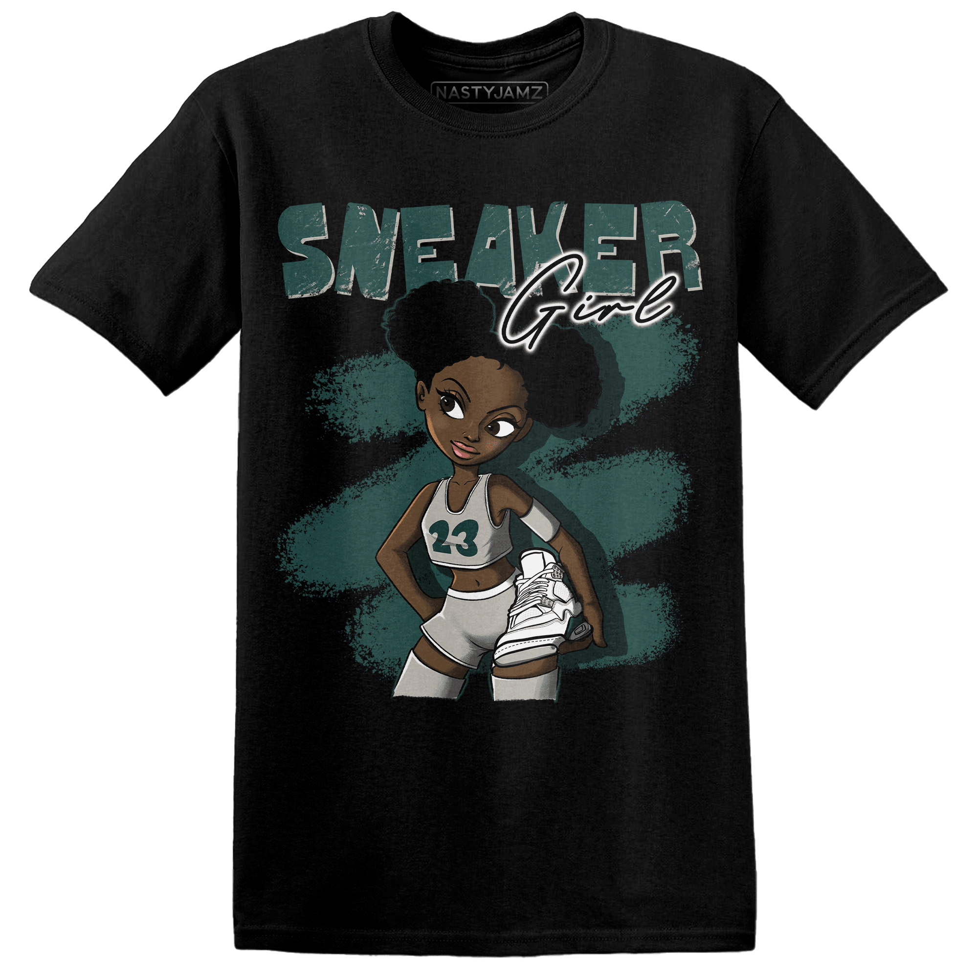 Oxidized Green 4s T Shirt Match Black Sneaker Girl - NastyJamz