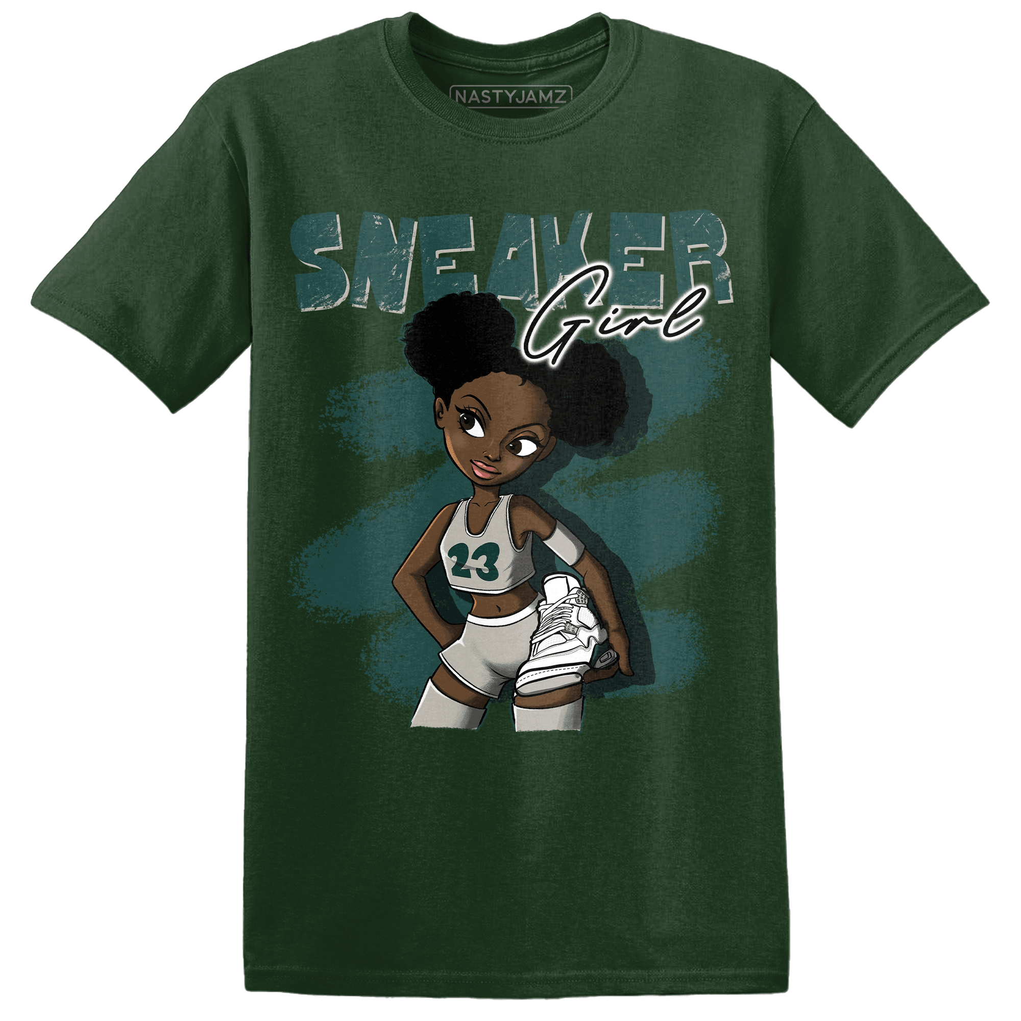 Oxidized Green 4s T Shirt Match Black Sneaker Girl - NastyJamz