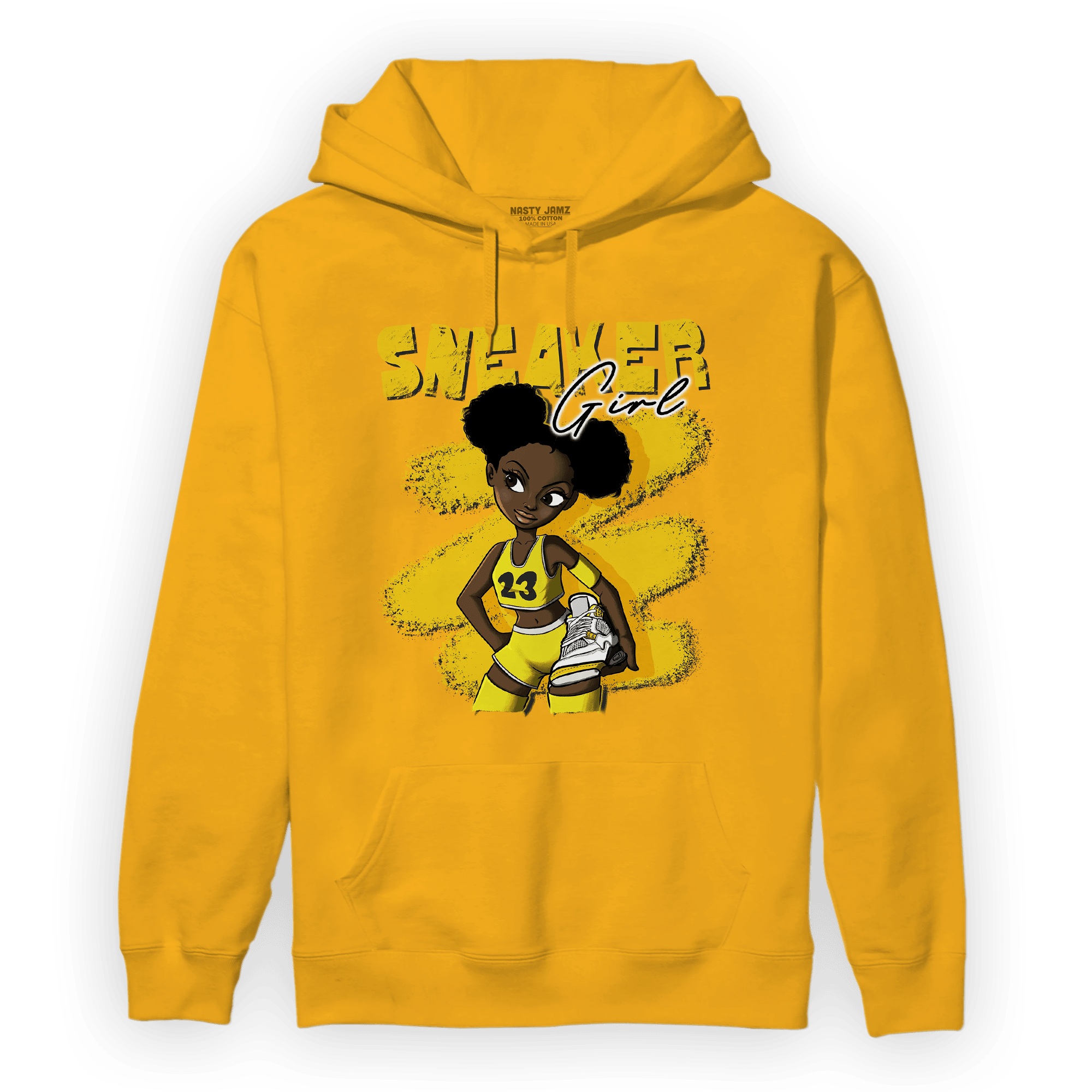 Vivid Sulfur 4s Hoodie Match Black Sneaker Girl - NastyJamz