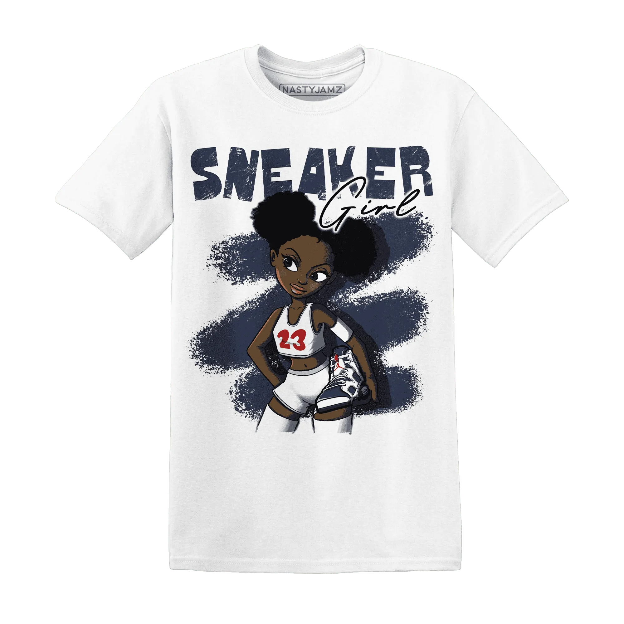 White-Navy-6s-T-Shirt-Match-Black-Sneaker-Girl