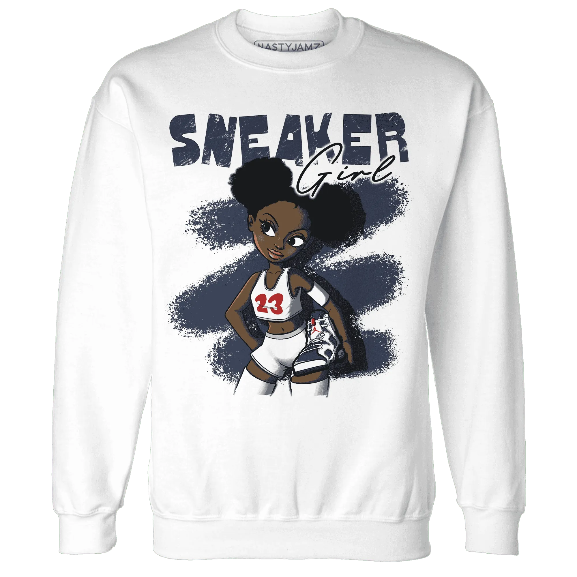 White-Navy-6s-Sweatshirt-Match-Black-Sneaker-Girl