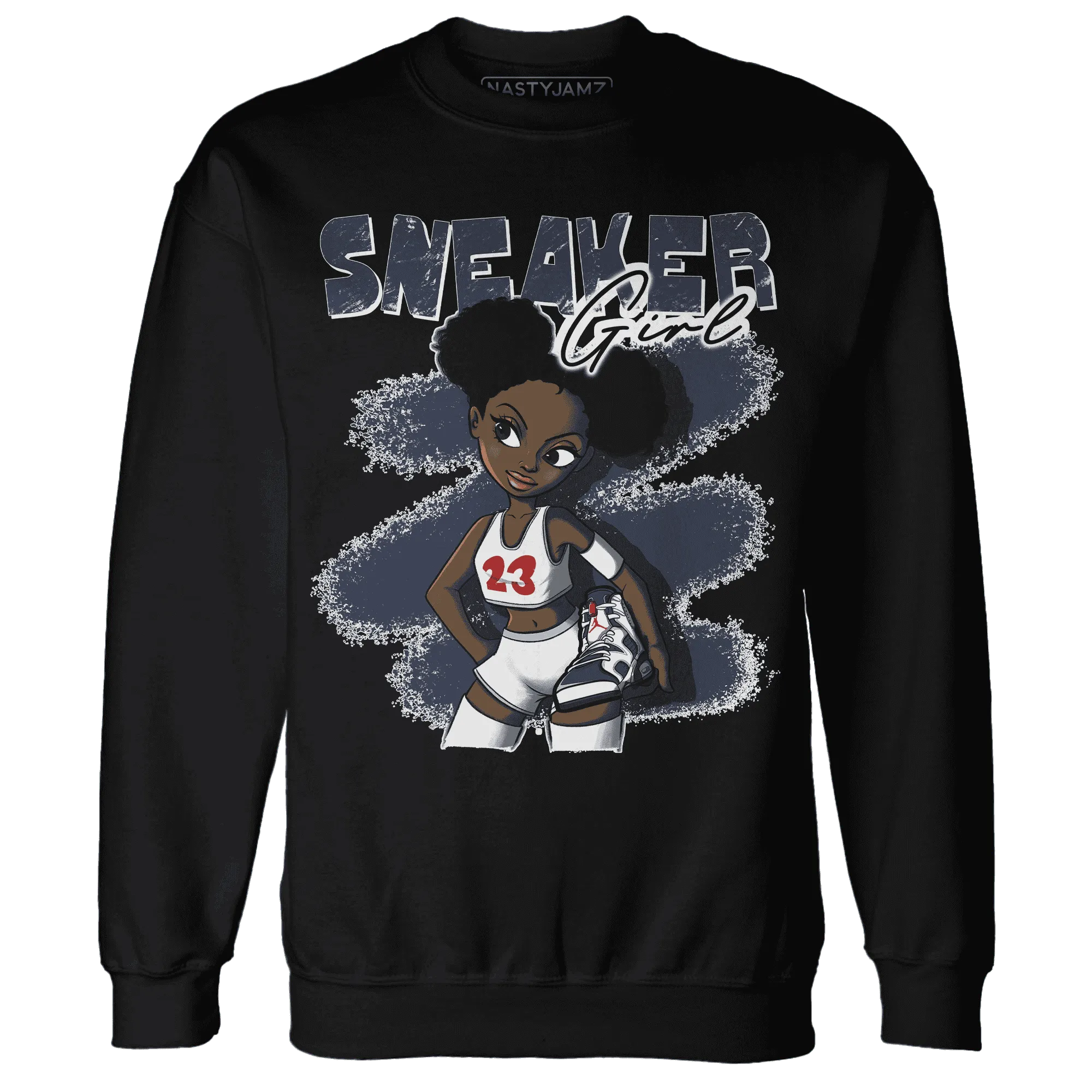 White-Navy-6s-Sweatshirt-Match-Black-Sneaker-Girl