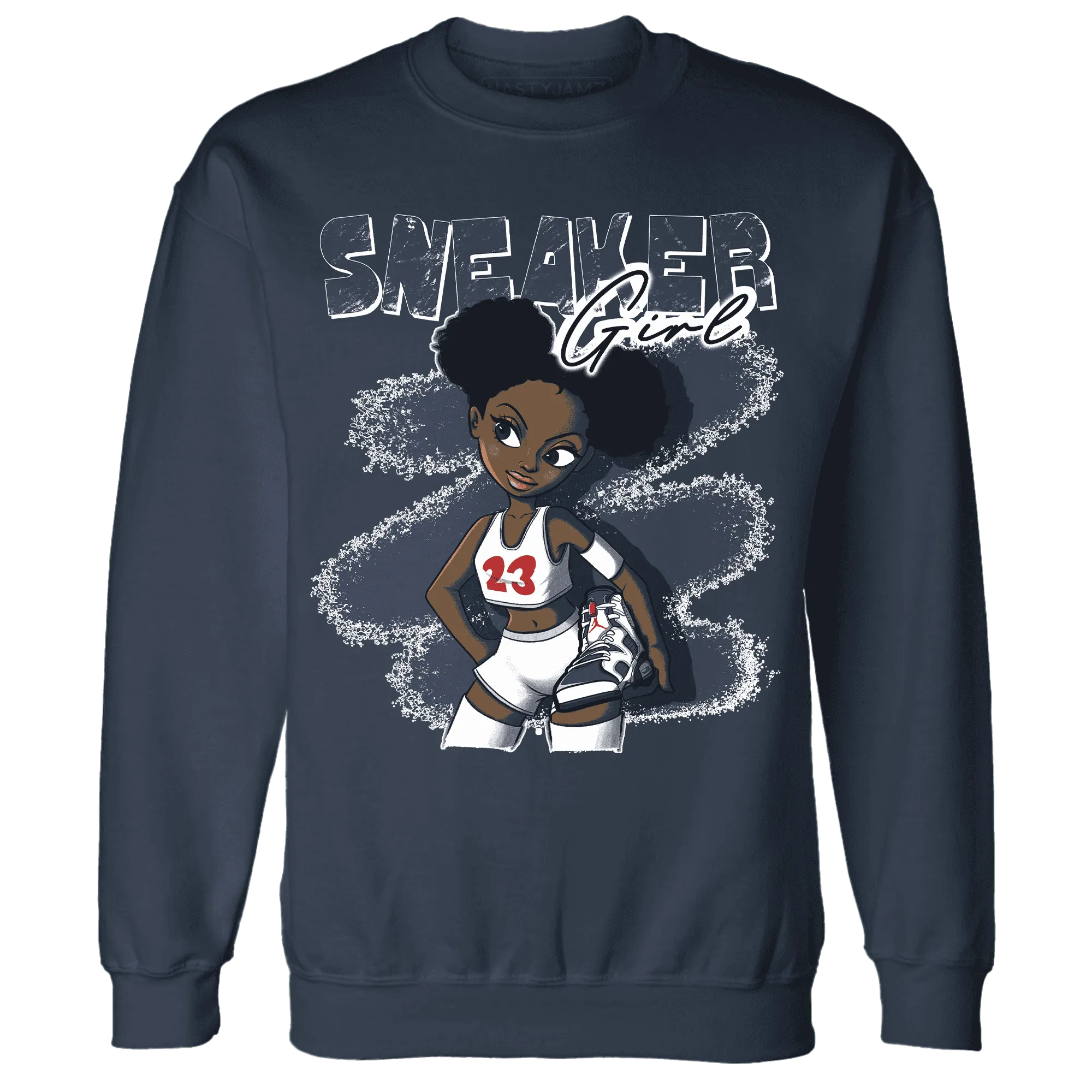 White-Navy-6s-Sweatshirt-Match-Black-Sneaker-Girl