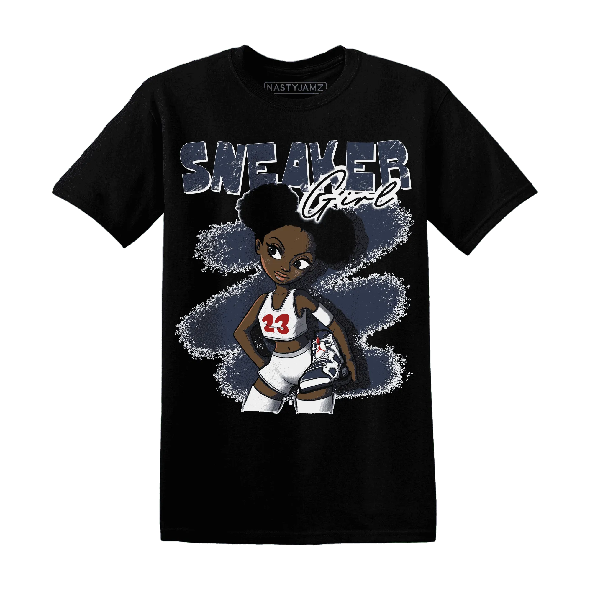 White-Navy-6s-T-Shirt-Match-Black-Sneaker-Girl