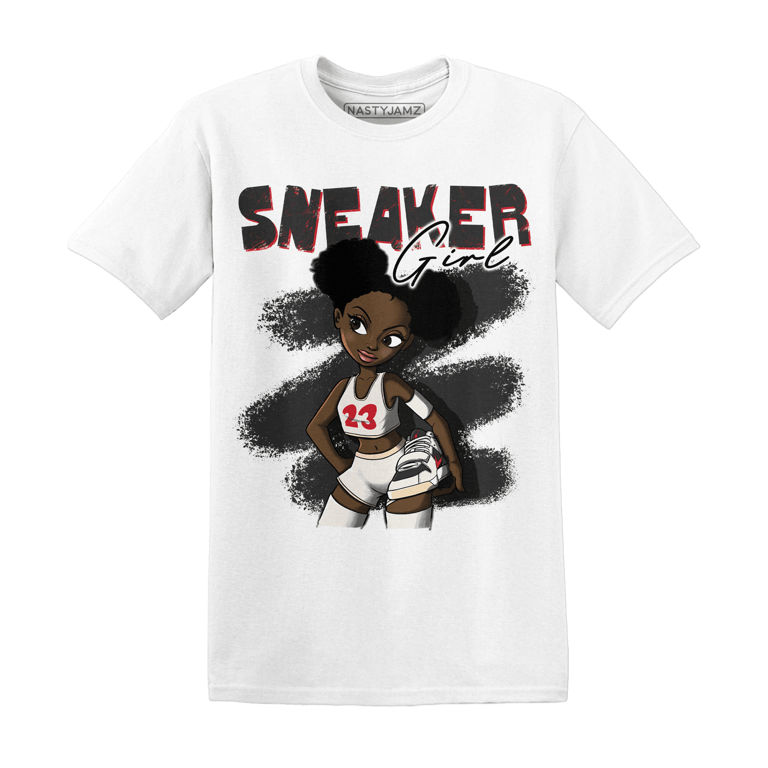 Jumman Jack University Red T Shirt Match Black Sneaker Girl - NastyJamz