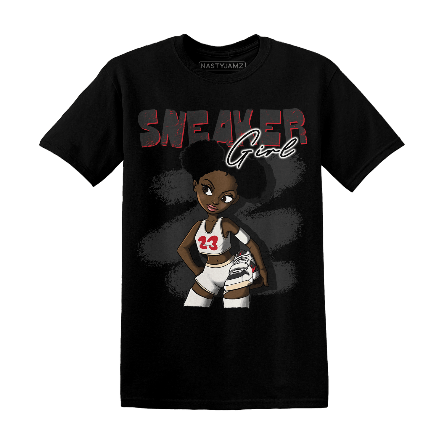 Jumman Jack University Red T Shirt Match Black Sneaker Girl - NastyJamz