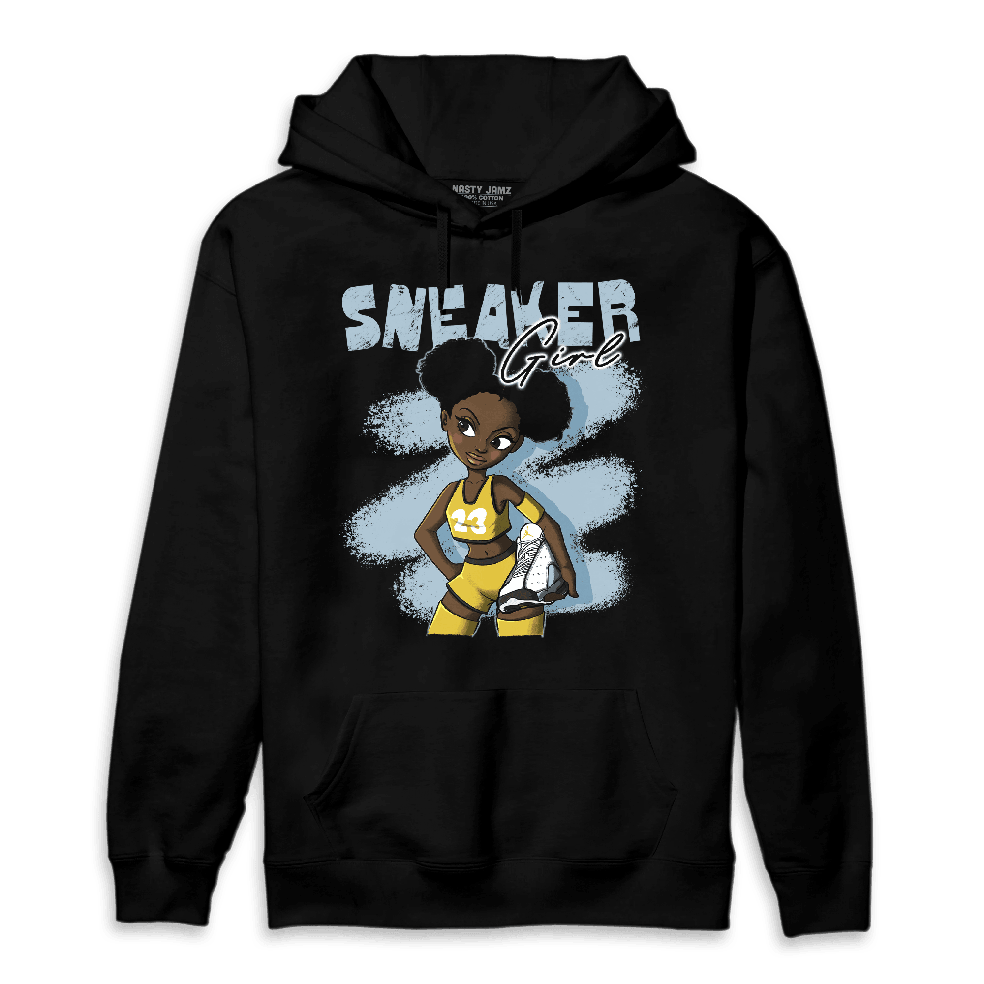 Blue Grey 13s Hoodie Match Black Sneaker Girl - NastyJamz
