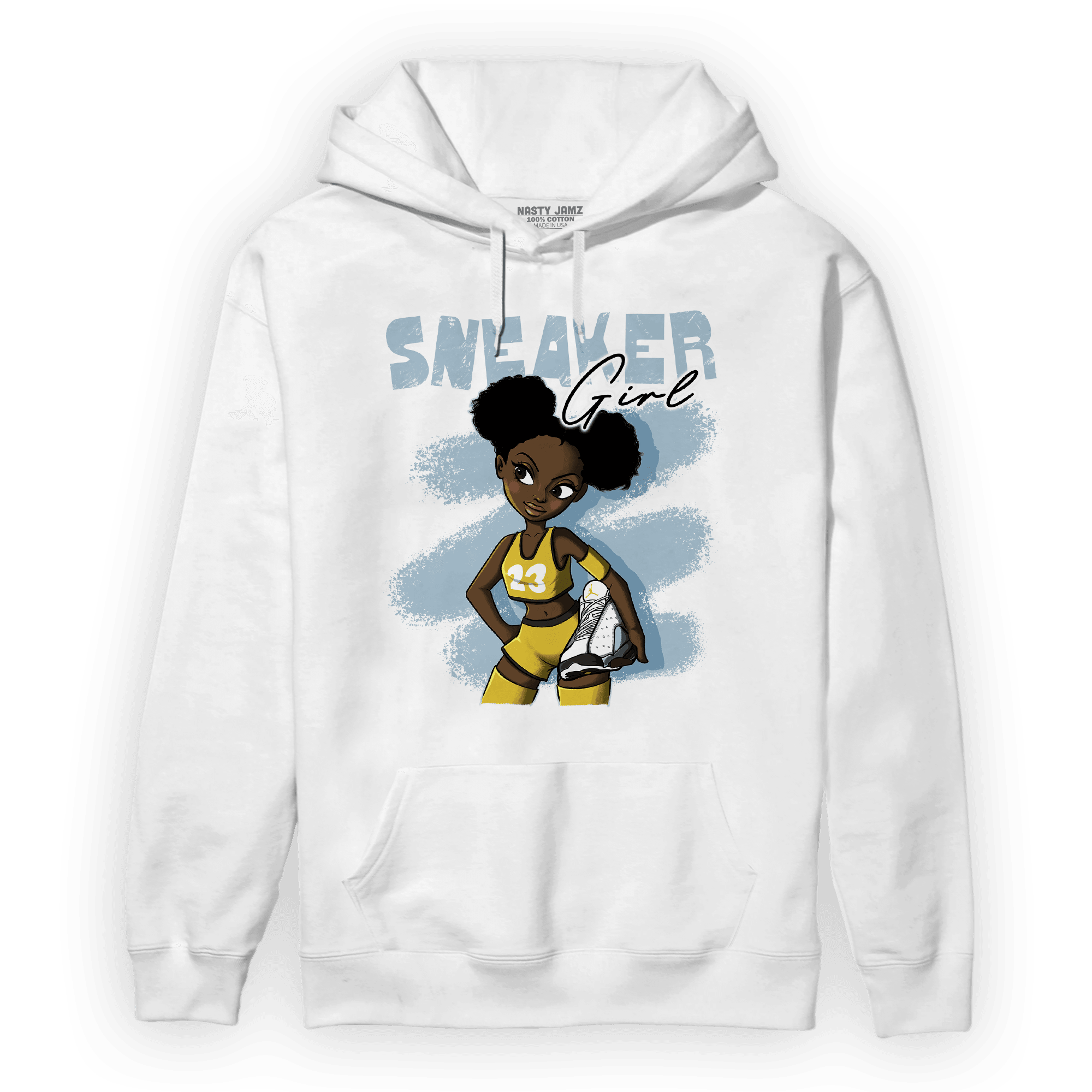 Blue Grey 13s Hoodie Match Black Sneaker Girl - NastyJamz