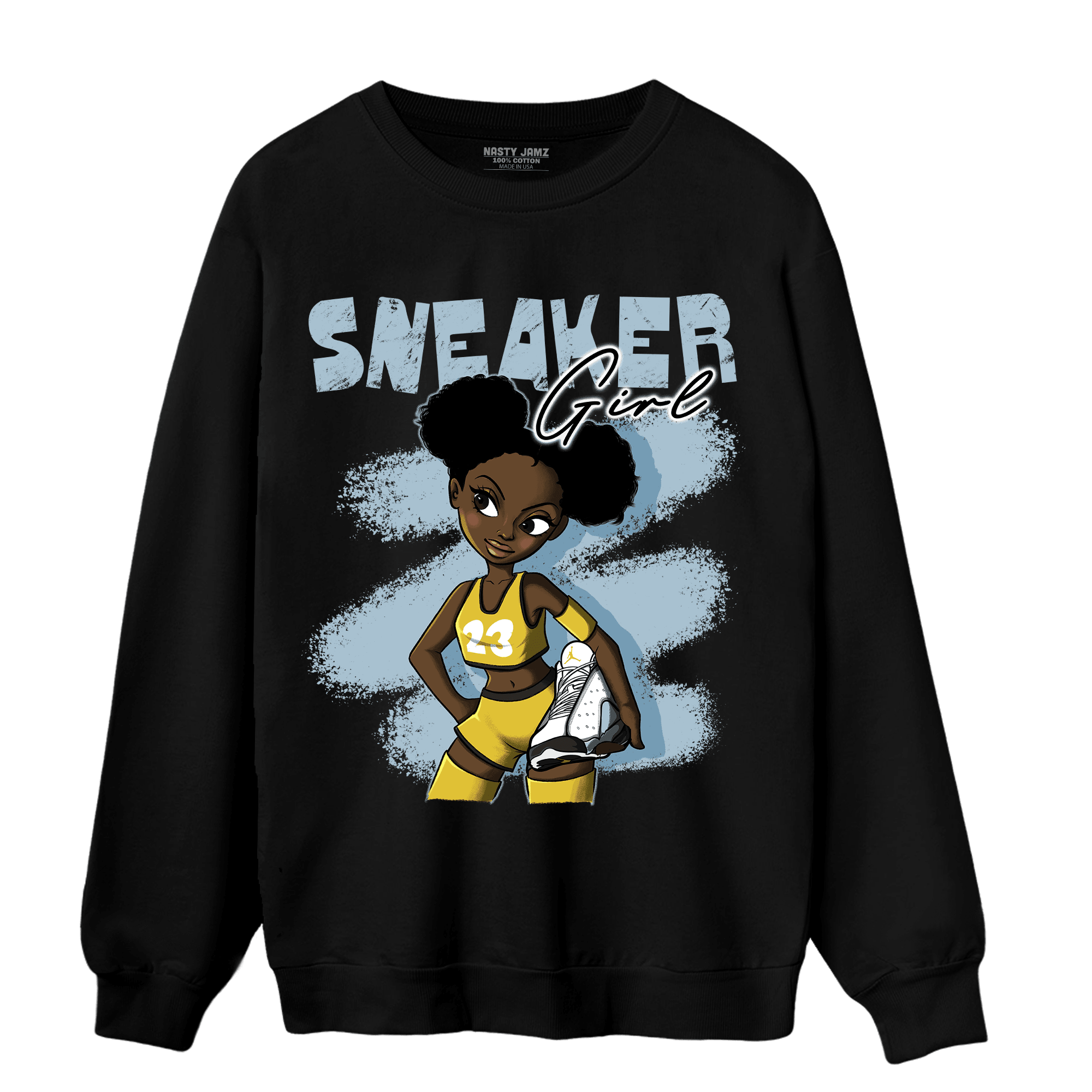 Blue Grey 13s Sweatshirt Match Black Sneaker Girl - NastyJamz