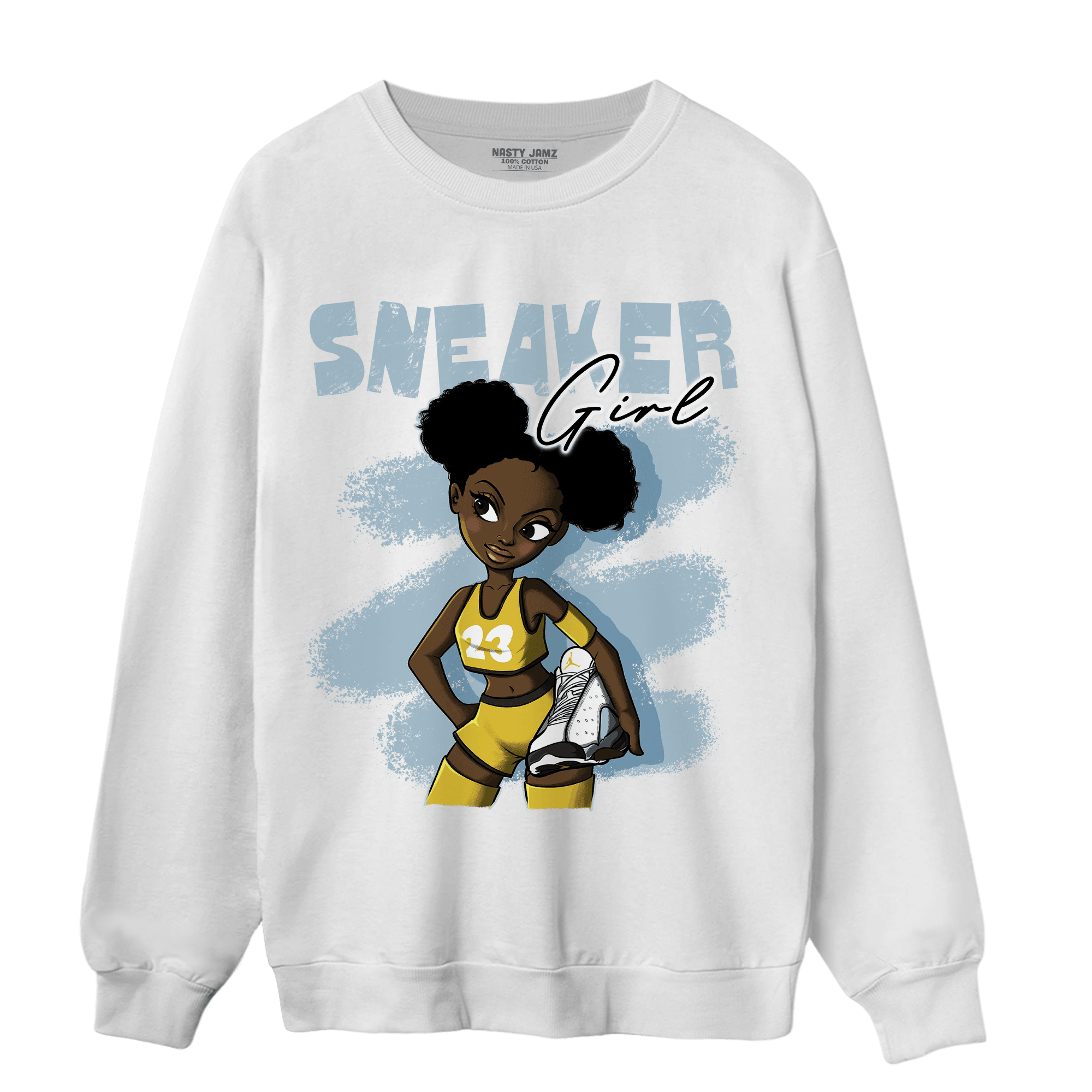 Blue Grey 13s Sweatshirt Match Black Sneaker Girl - NastyJamz