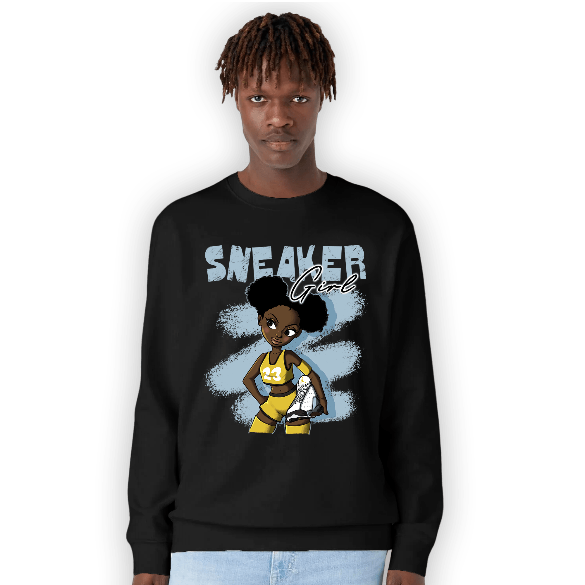 Blue Grey 13s Sweatshirt Match Black Sneaker Girl - NastyJamz