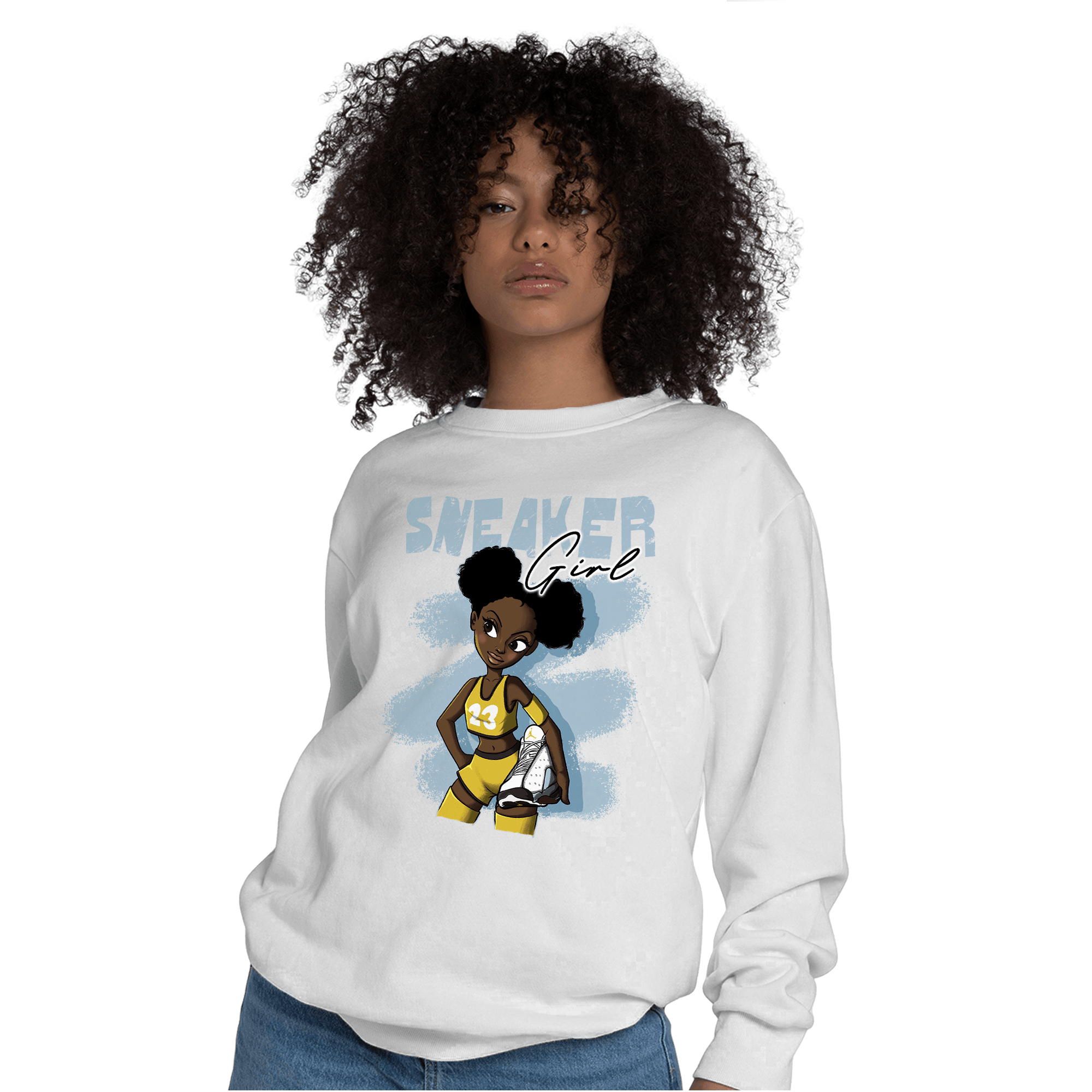 Blue Grey 13s Sweatshirt Match Black Sneaker Girl - NastyJamz