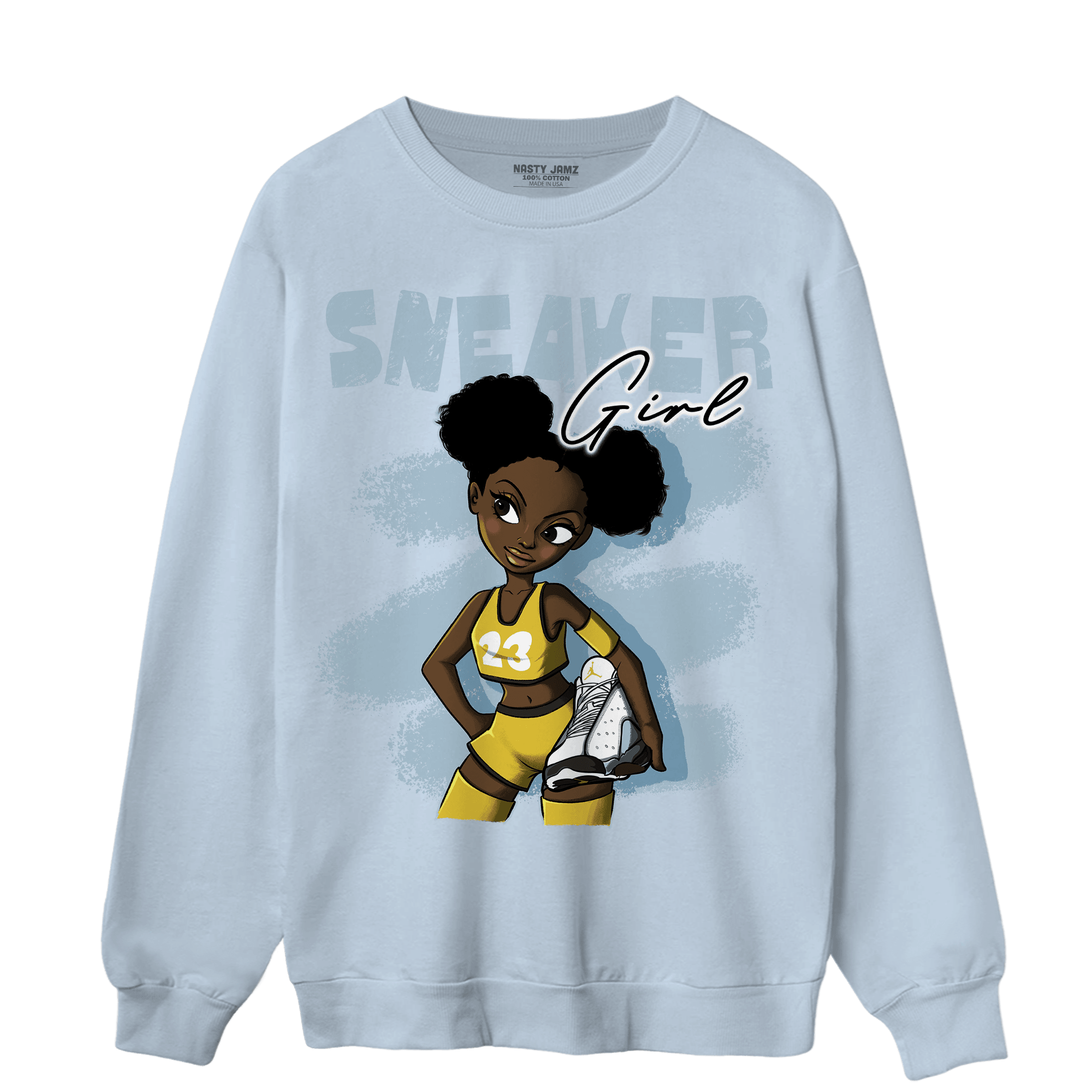 Blue Grey 13s Sweatshirt Match Black Sneaker Girl - NastyJamz