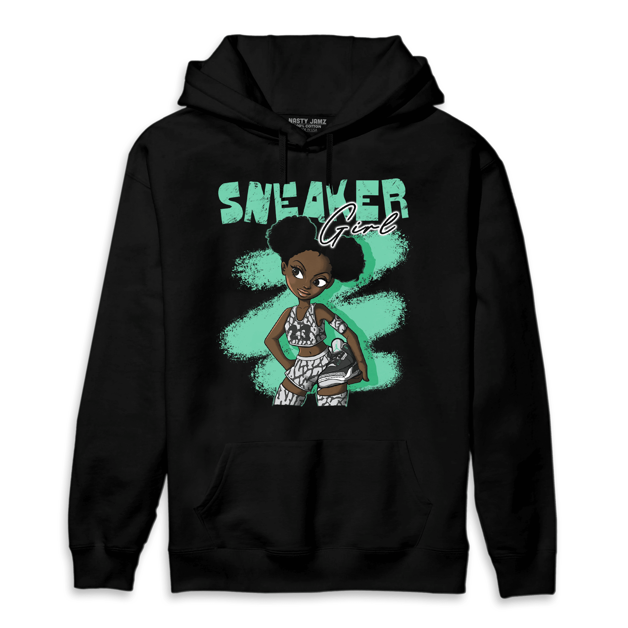 Green Glow 3s Hoodie Match Black Sneaker Girl - NastyJamz