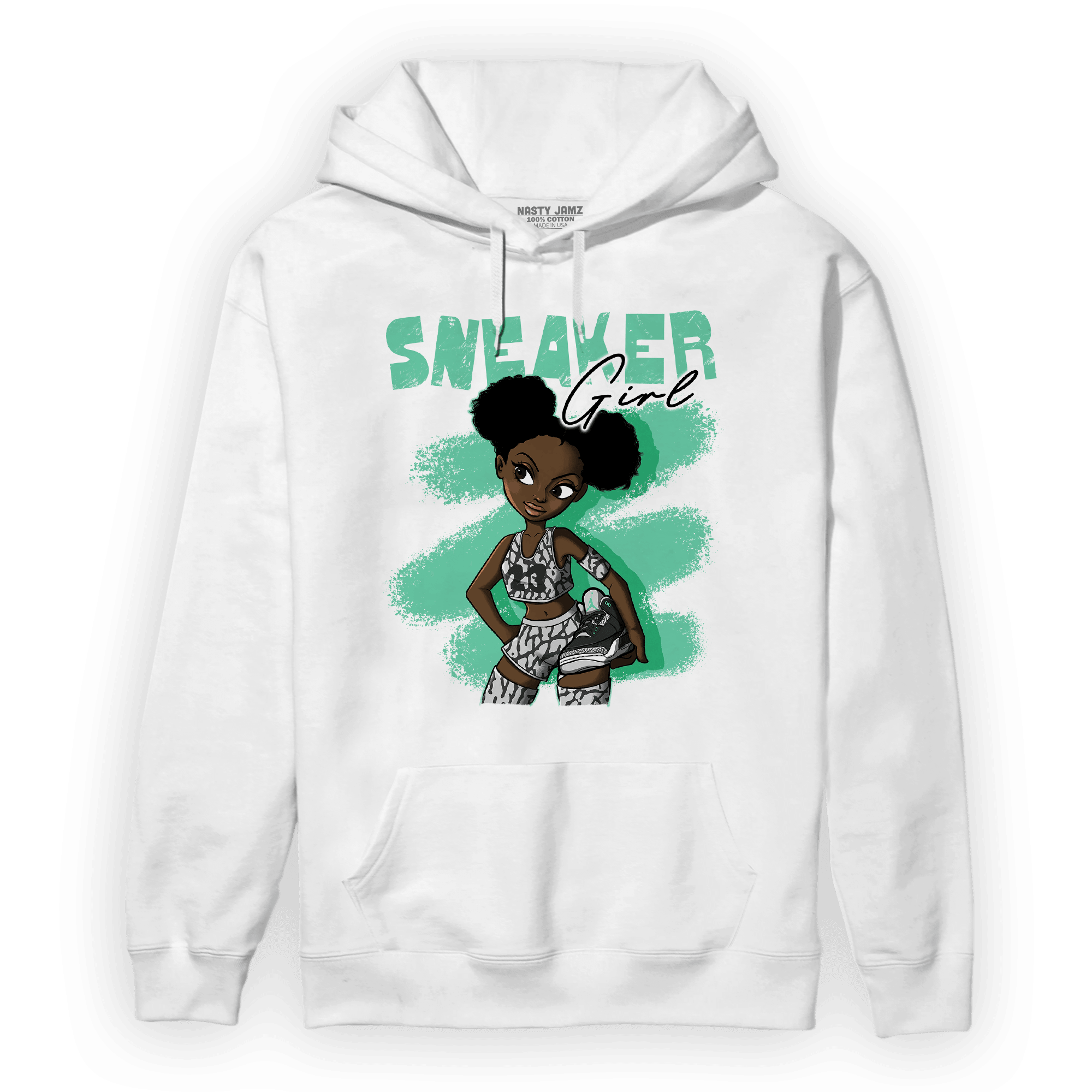 Green Glow 3s Hoodie Match Black Sneaker Girl - NastyJamz