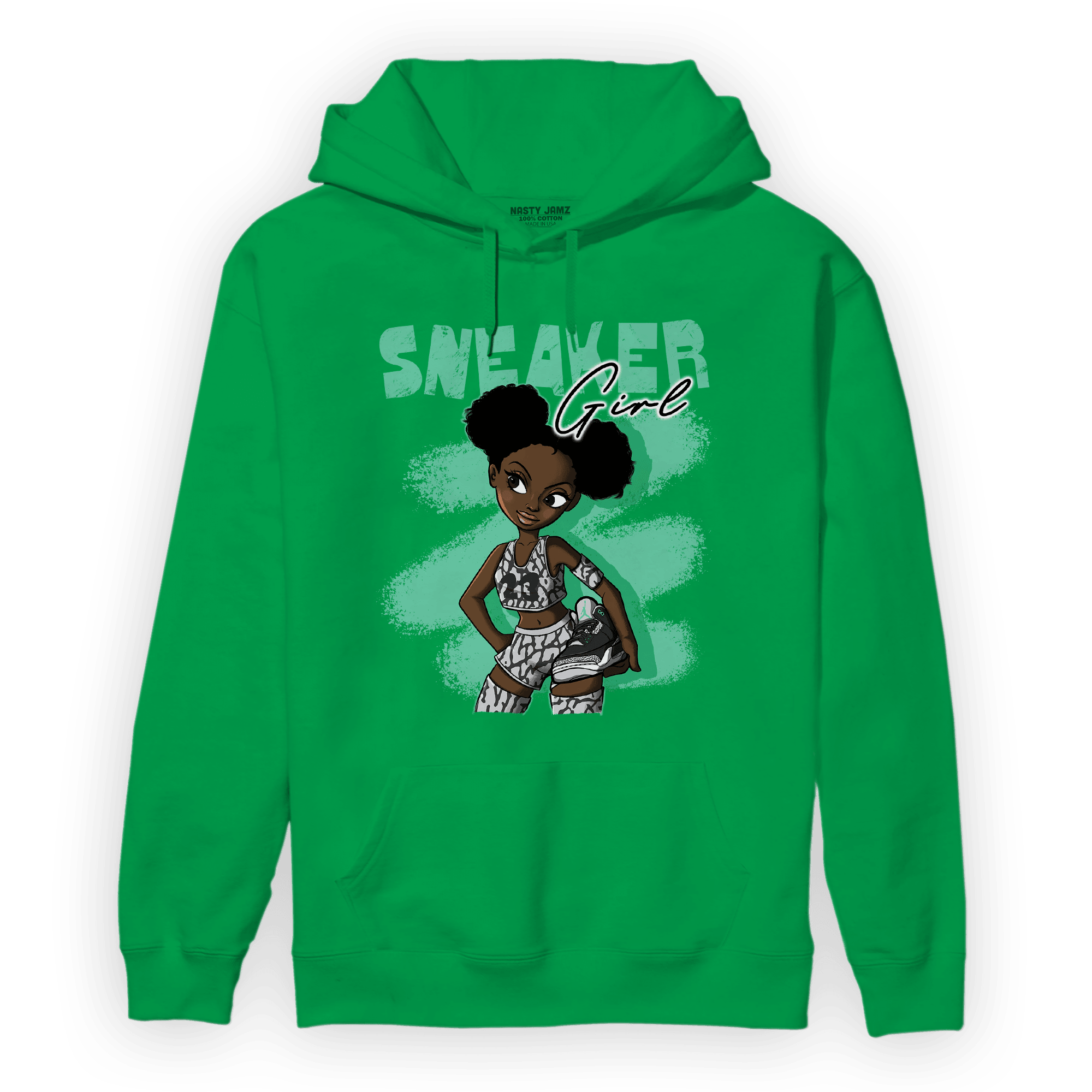 Green Glow 3s Hoodie Match Black Sneaker Girl - NastyJamz