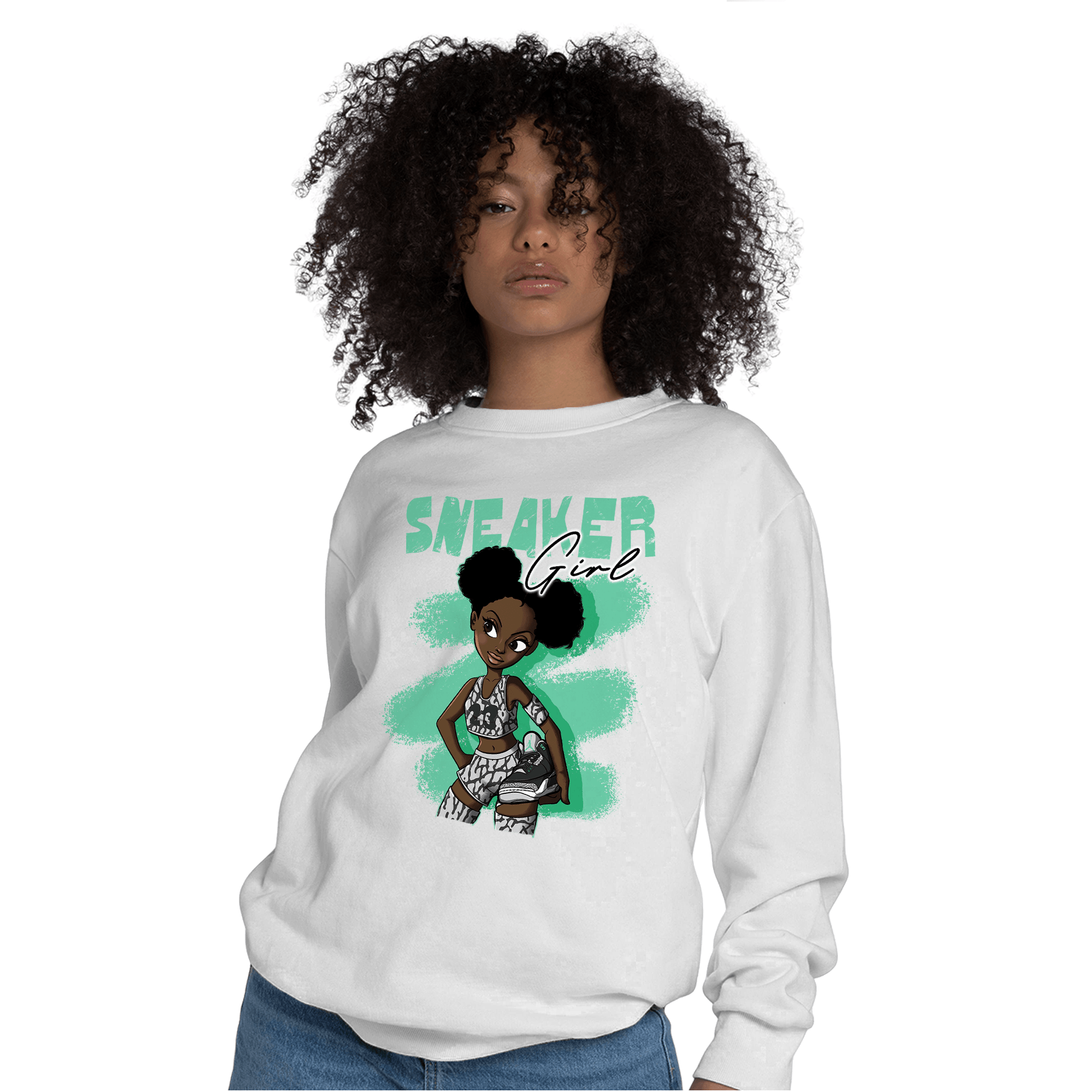 Green Glow 3s Sweatshirt Match Black Sneaker Girl - NastyJamz