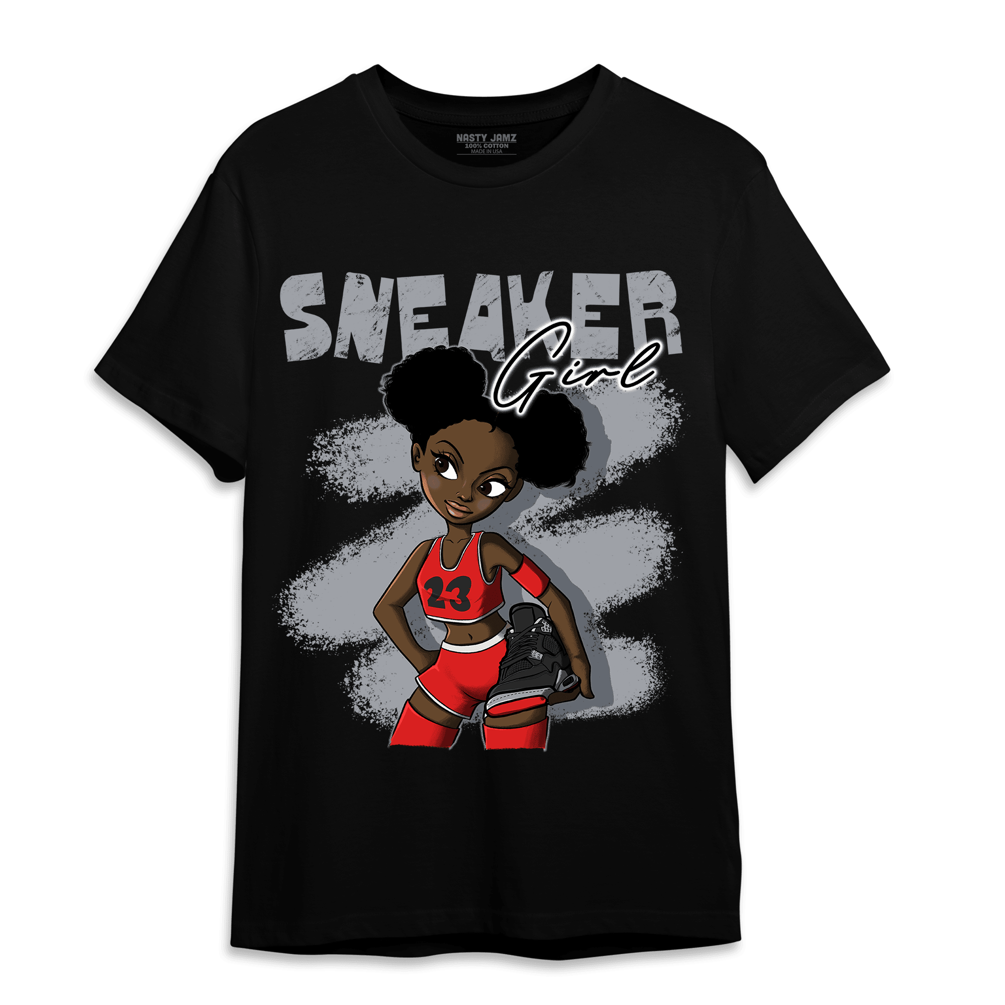 Bred Reimagined 4s T Shirt Match Black Sneaker Girl - NastyJamz