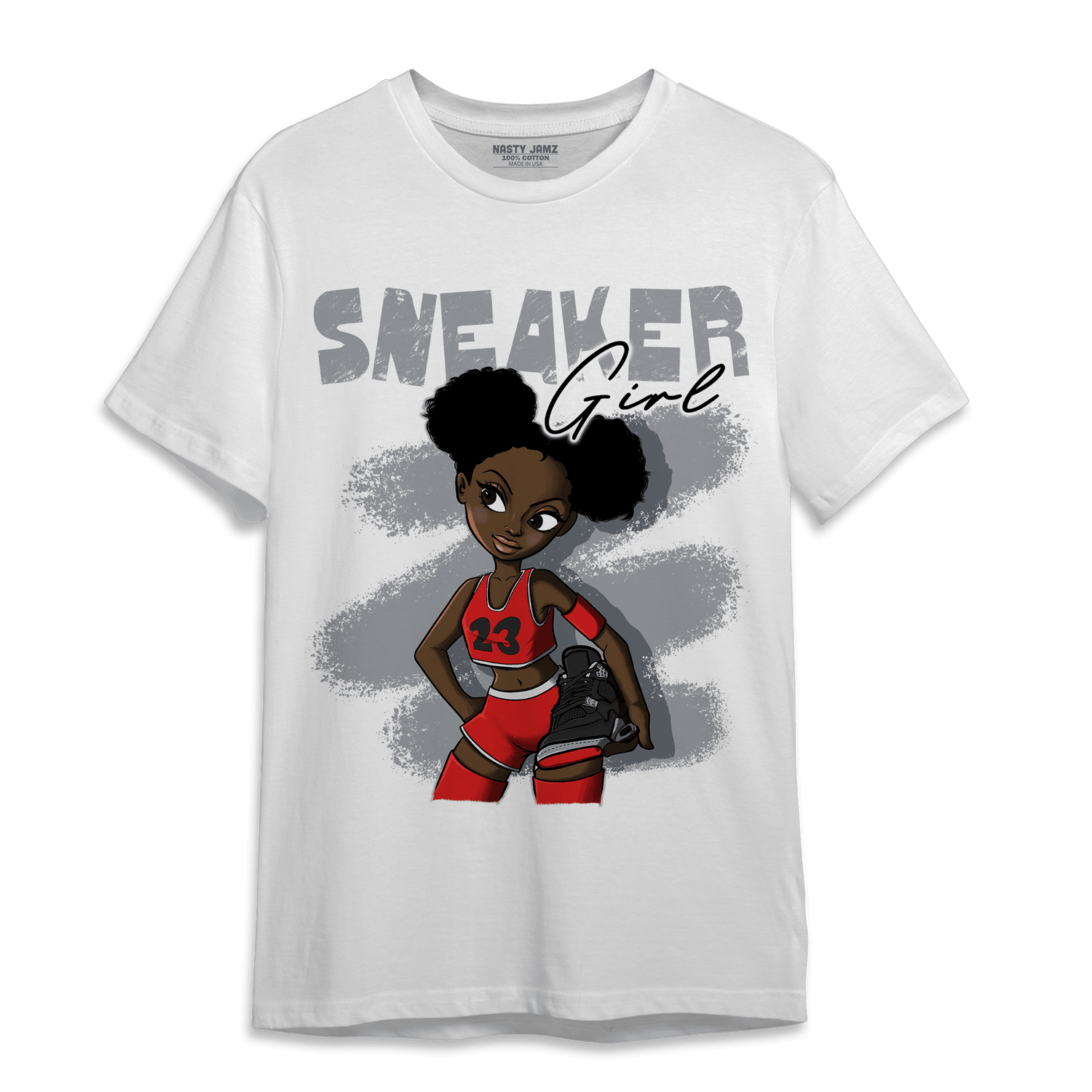 Bred Reimagined 4s T Shirt Match Black Sneaker Girl - NastyJamz