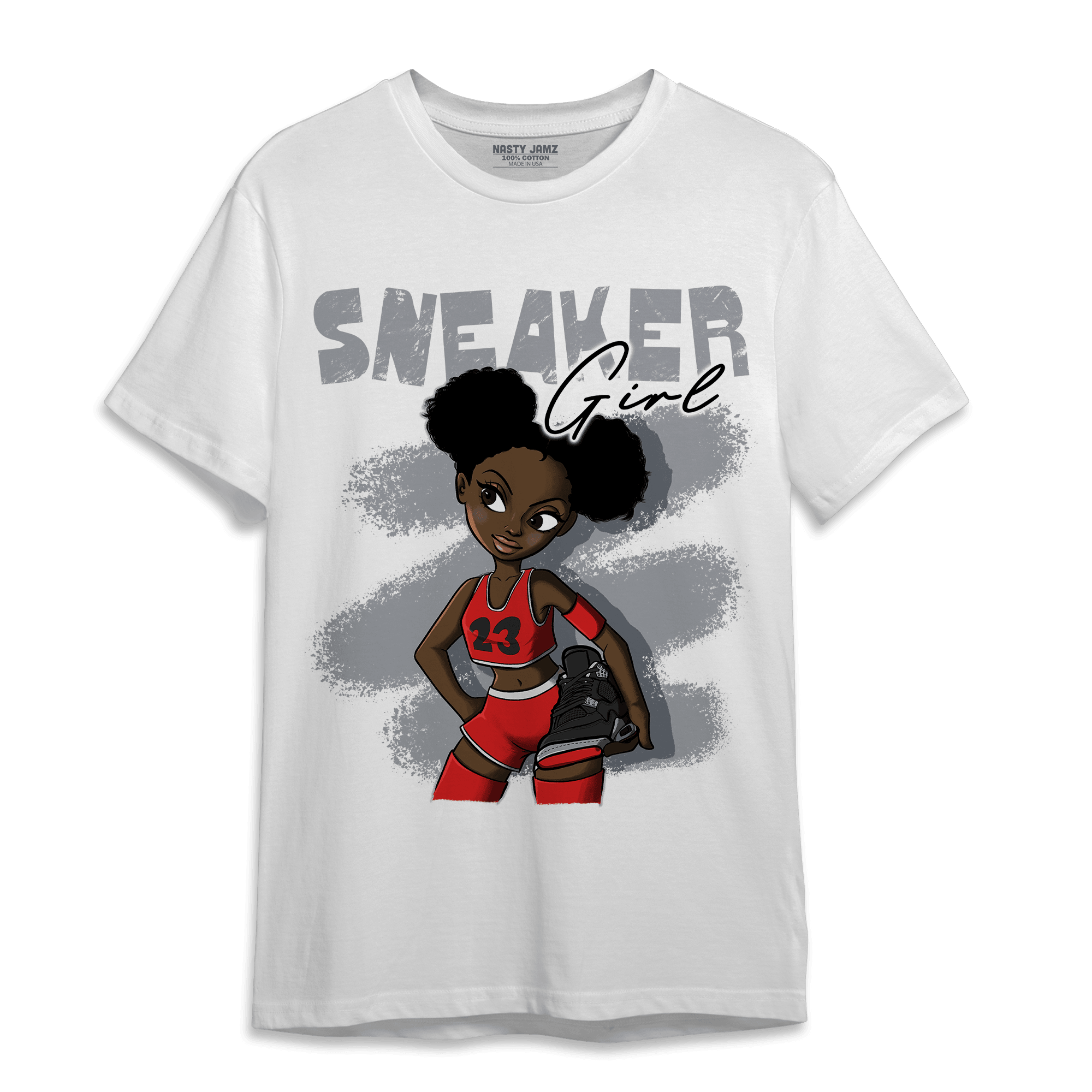 Bred Reimagined 4s T Shirt Match Black Sneaker Girl - NastyJamz