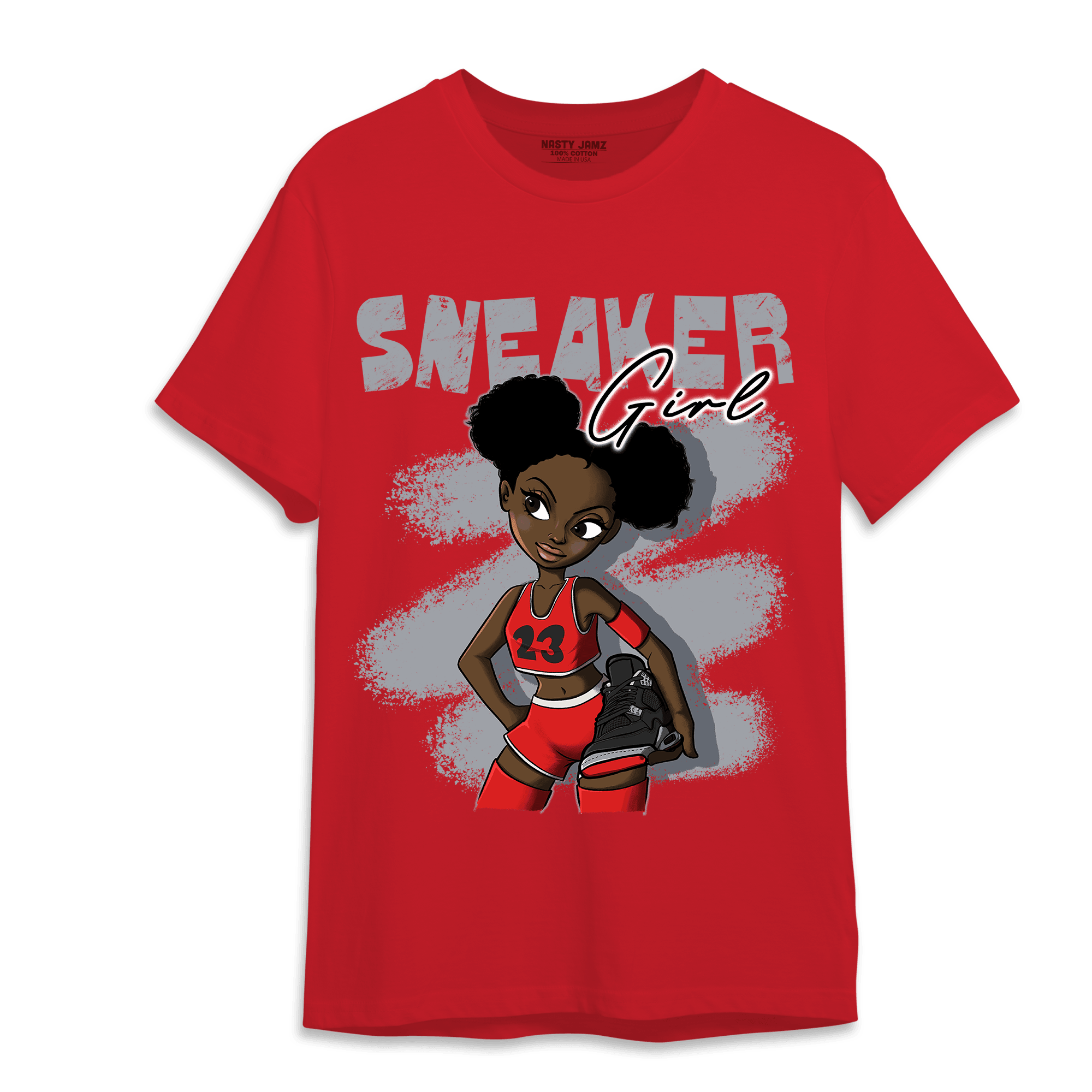 Bred Reimagined 4s T Shirt Match Black Sneaker Girl - NastyJamz