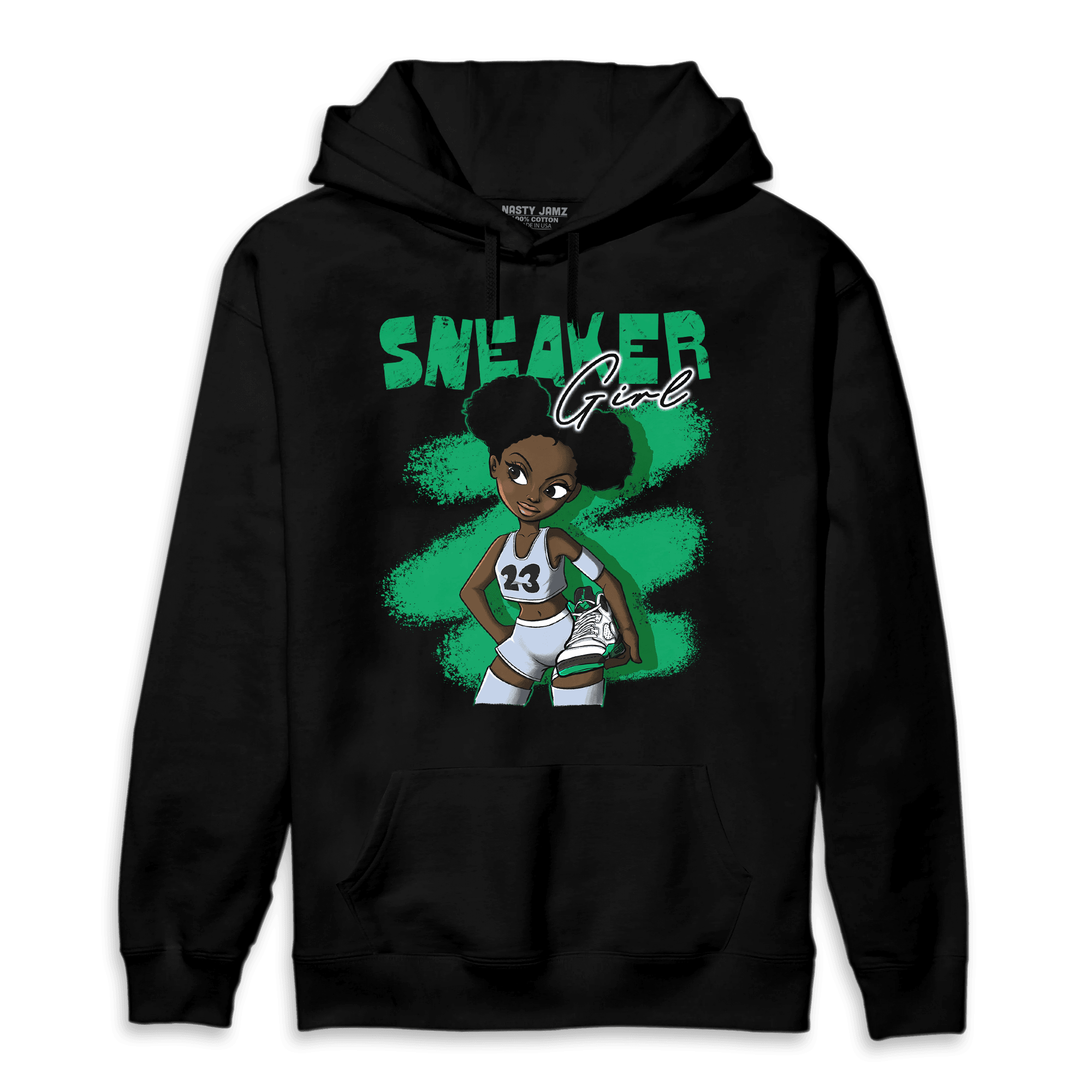 Lucky Green 5s Hoodie Match Black Sneaker Girl - NastyJamz