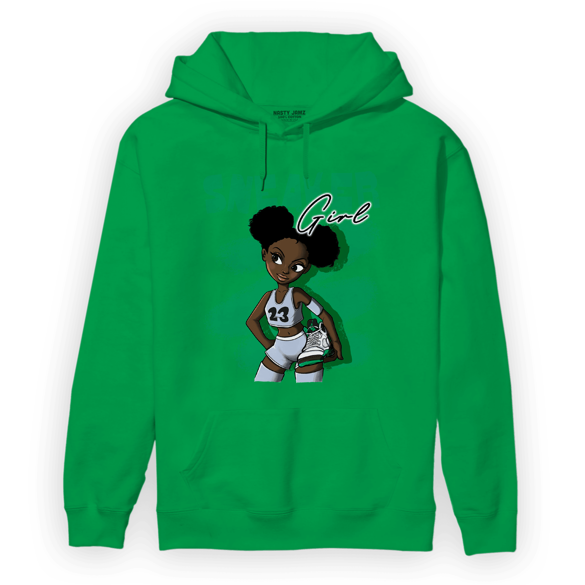 Lucky Green 5s Hoodie Match Black Sneaker Girl - NastyJamz