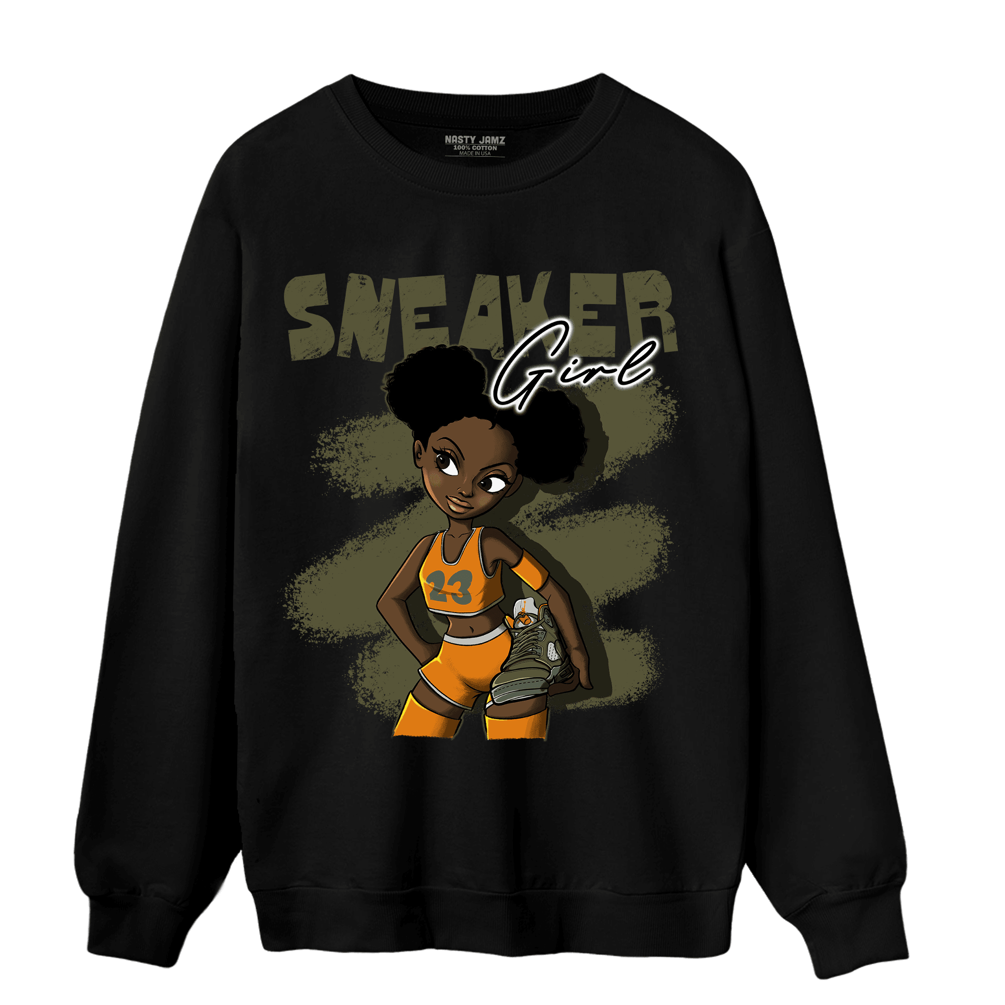 Olive 5s Sweatshirt Match Black Sneaker Girl - NastyJamz