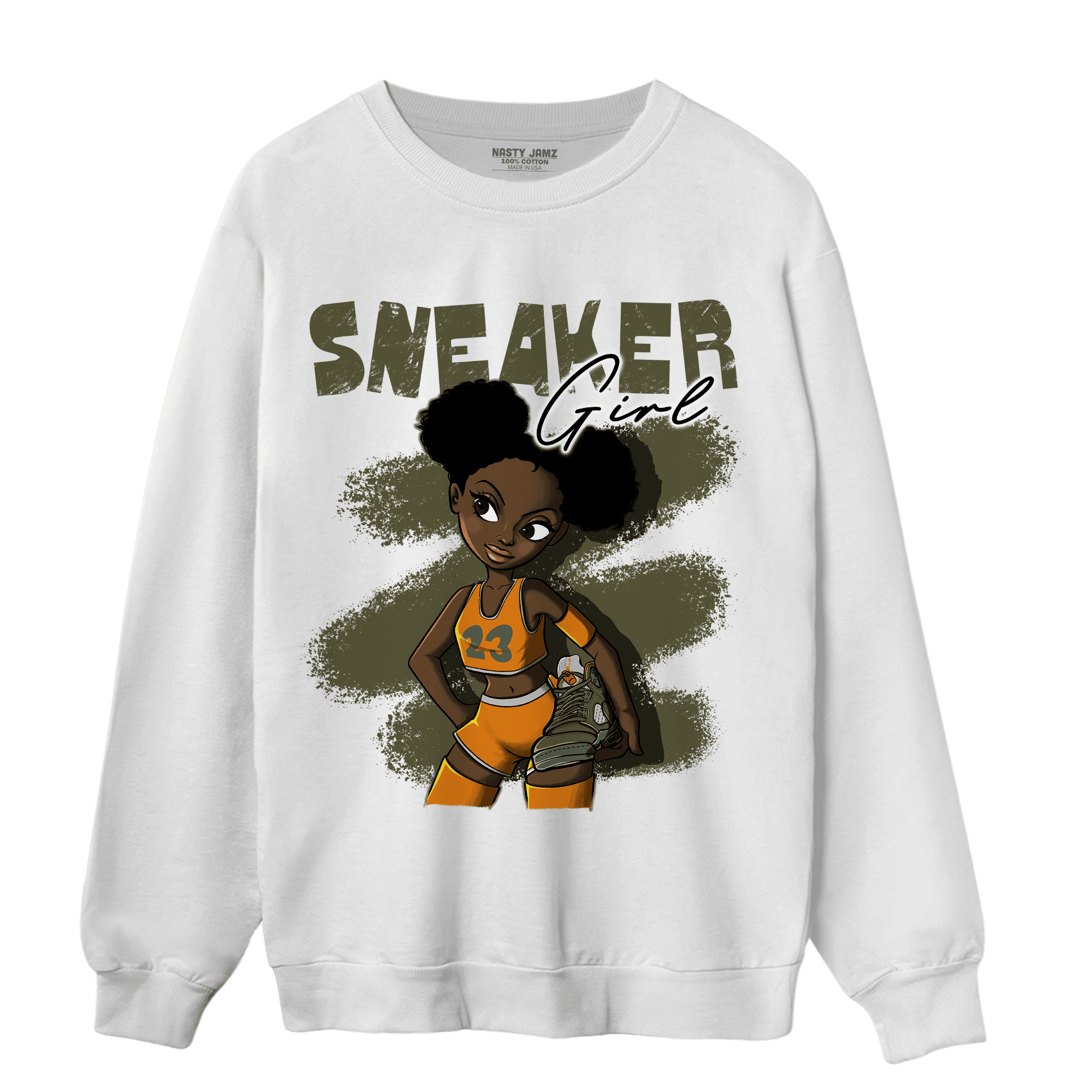Olive 5s Sweatshirt Match Black Sneaker Girl - NastyJamz
