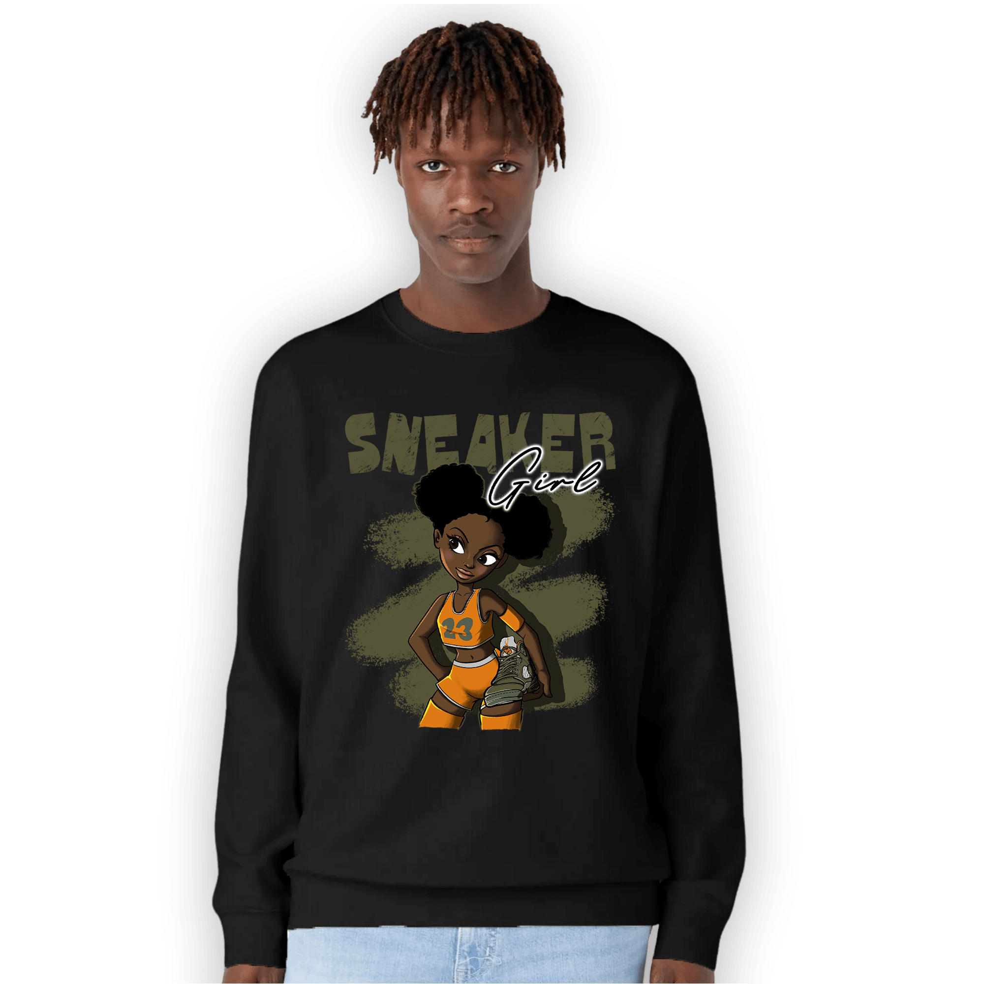Olive 5s Sweatshirt Match Black Sneaker Girl - NastyJamz