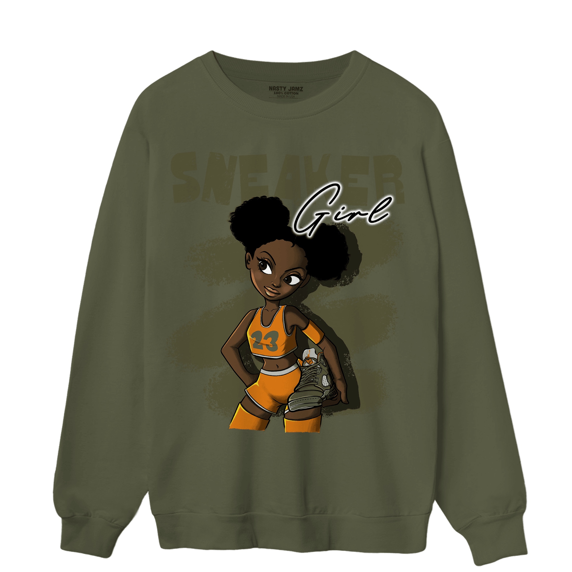 Olive 5s Sweatshirt Match Black Sneaker Girl - NastyJamz