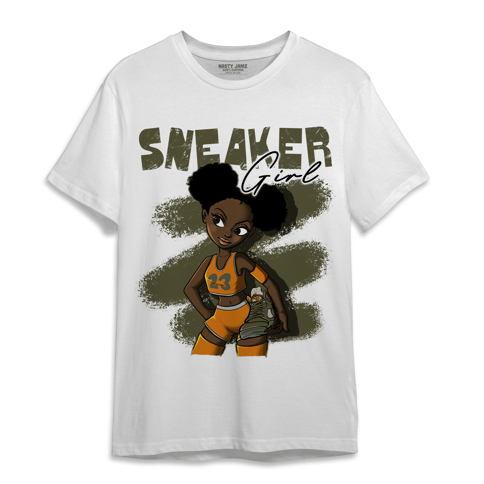 Olive 5s T Shirt Match Black Sneaker Girl - NastyJamz