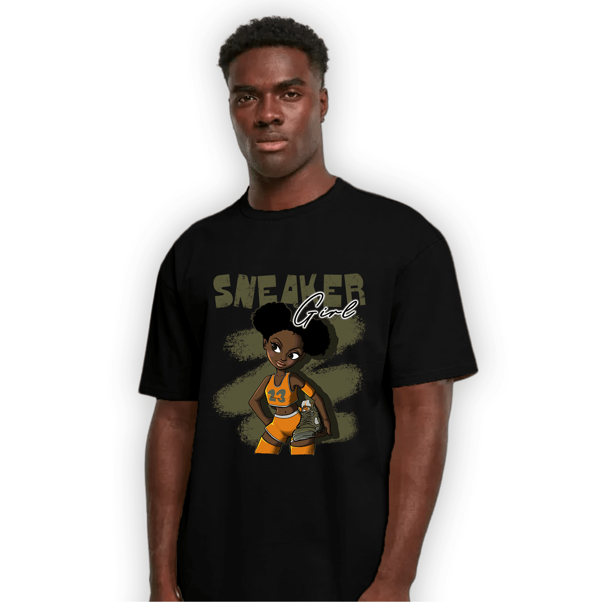 Olive 5s T Shirt Match Black Sneaker Girl - NastyJamz