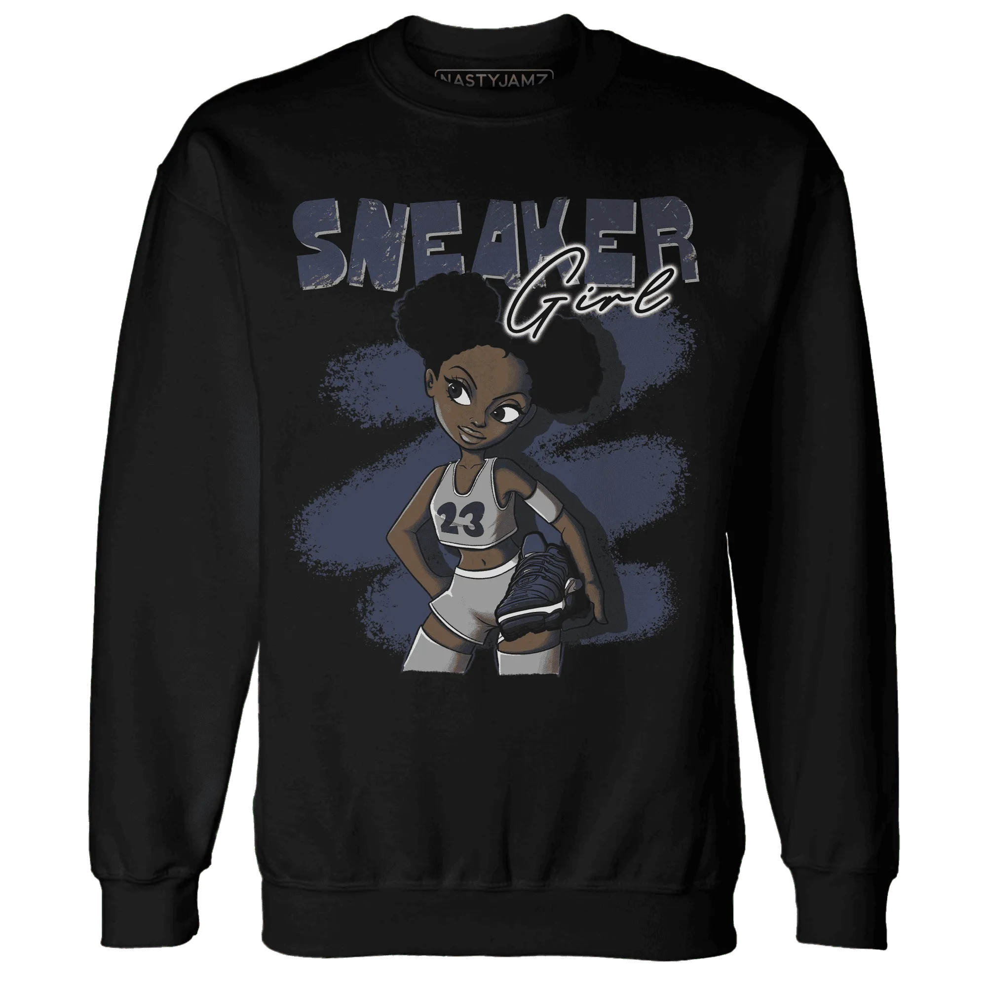 VaporMax-Plus-Midnight-Navy-White-Metallic-Silver-NastyJamz-Sweatshirt-Match-Black-Sneaker-Girl