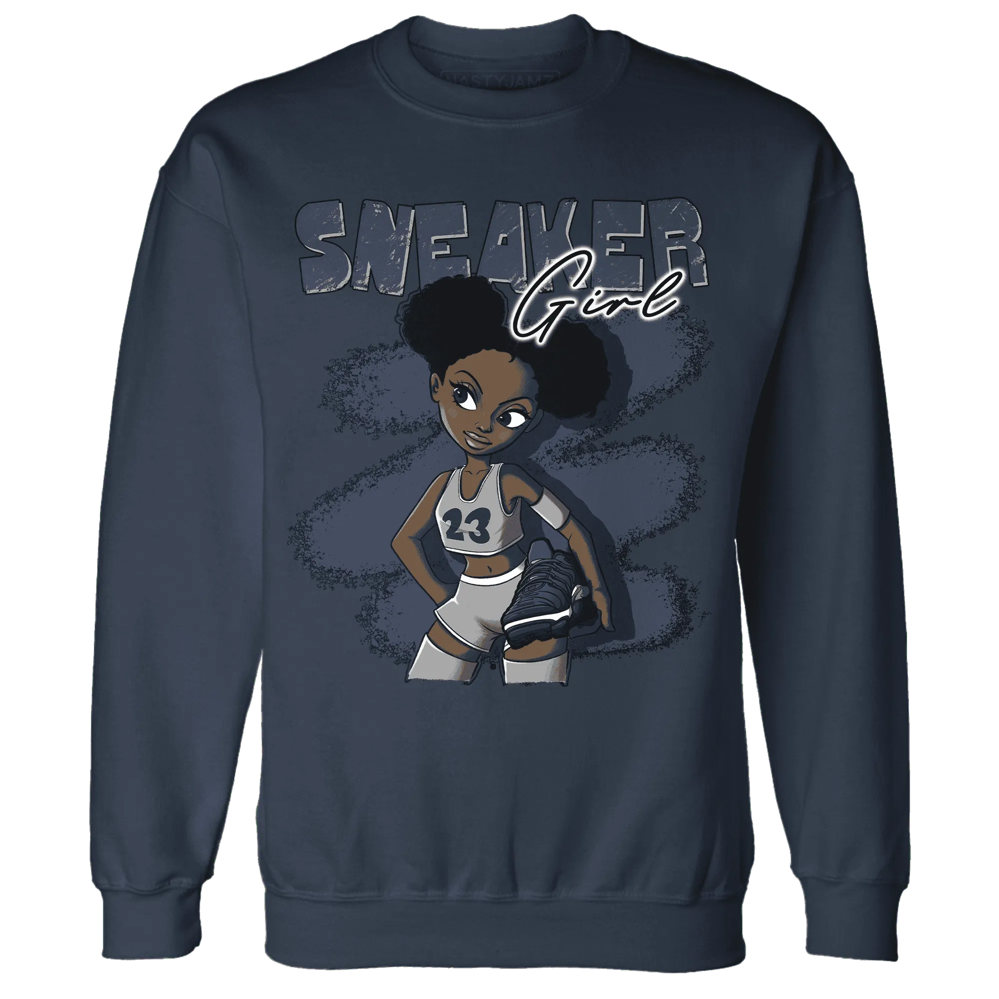 VaporMax-Plus-Midnight-Navy-White-Metallic-Silver-NastyJamz-Sweatshirt-Match-Black-Sneaker-Girl