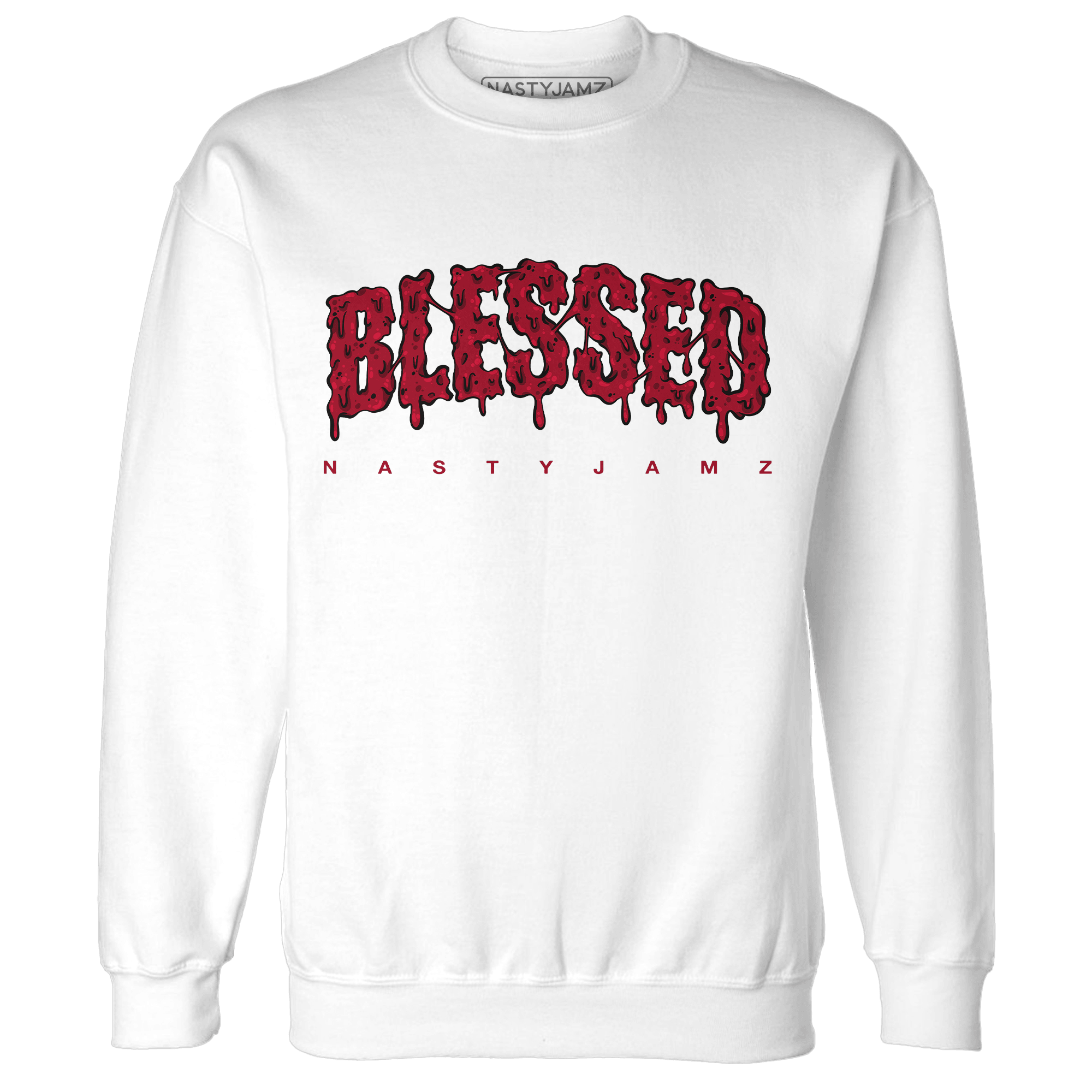 Retro Red Taxi 12s Sweatshirt Match Blessed Text - NastyJamz
