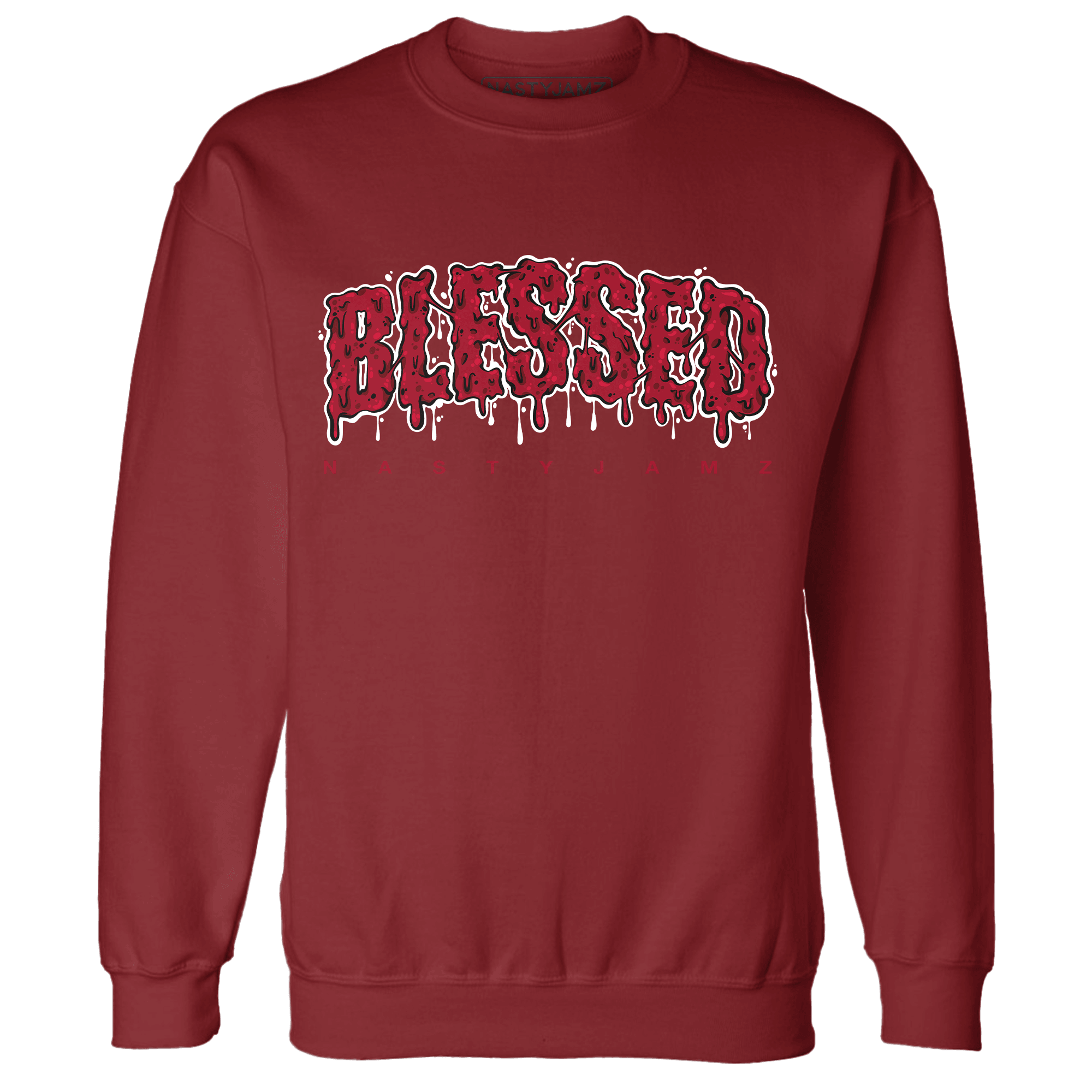Retro Red Taxi 12s Sweatshirt Match Blessed Text - NastyJamz