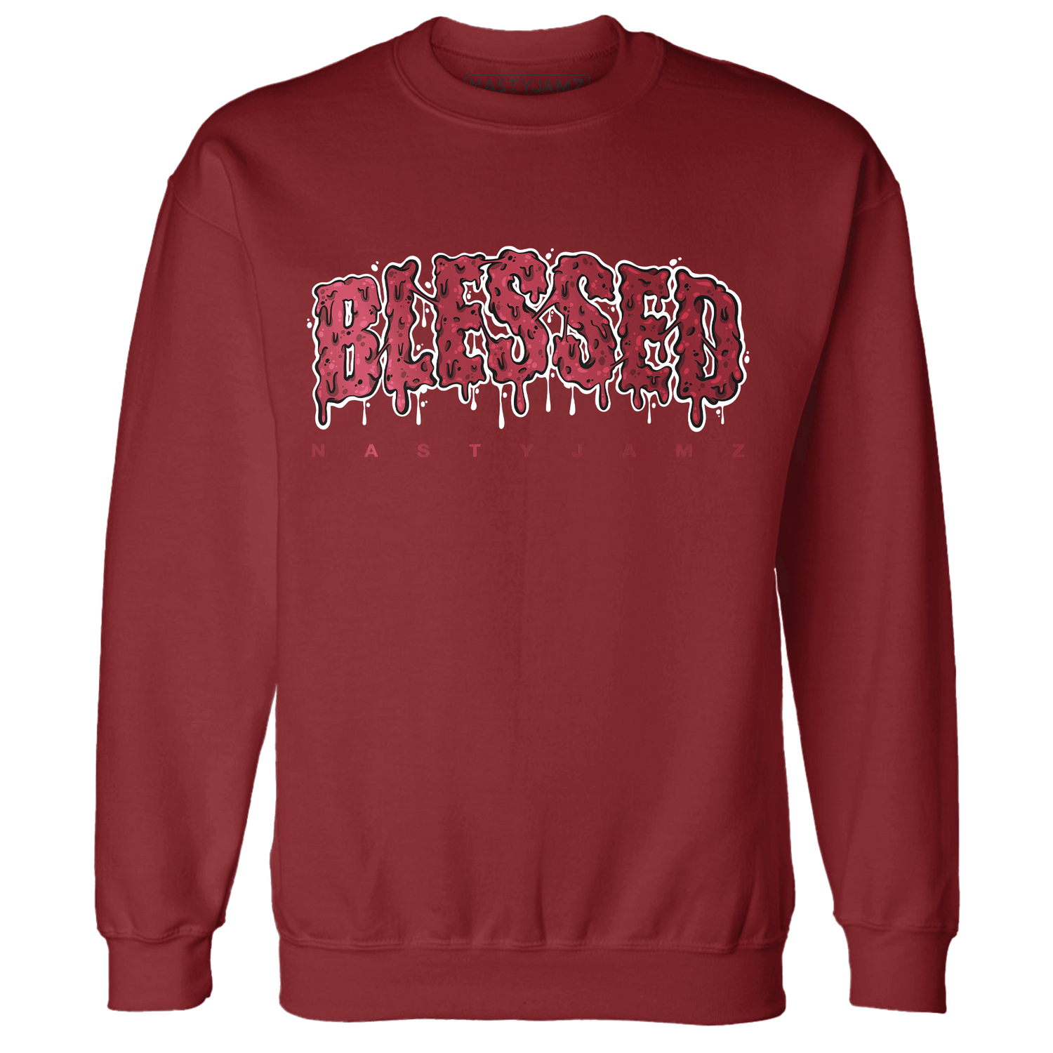 High 85 Metallic Burgundy 1s Sweatshirt Match Blessed Text - NastyJamz