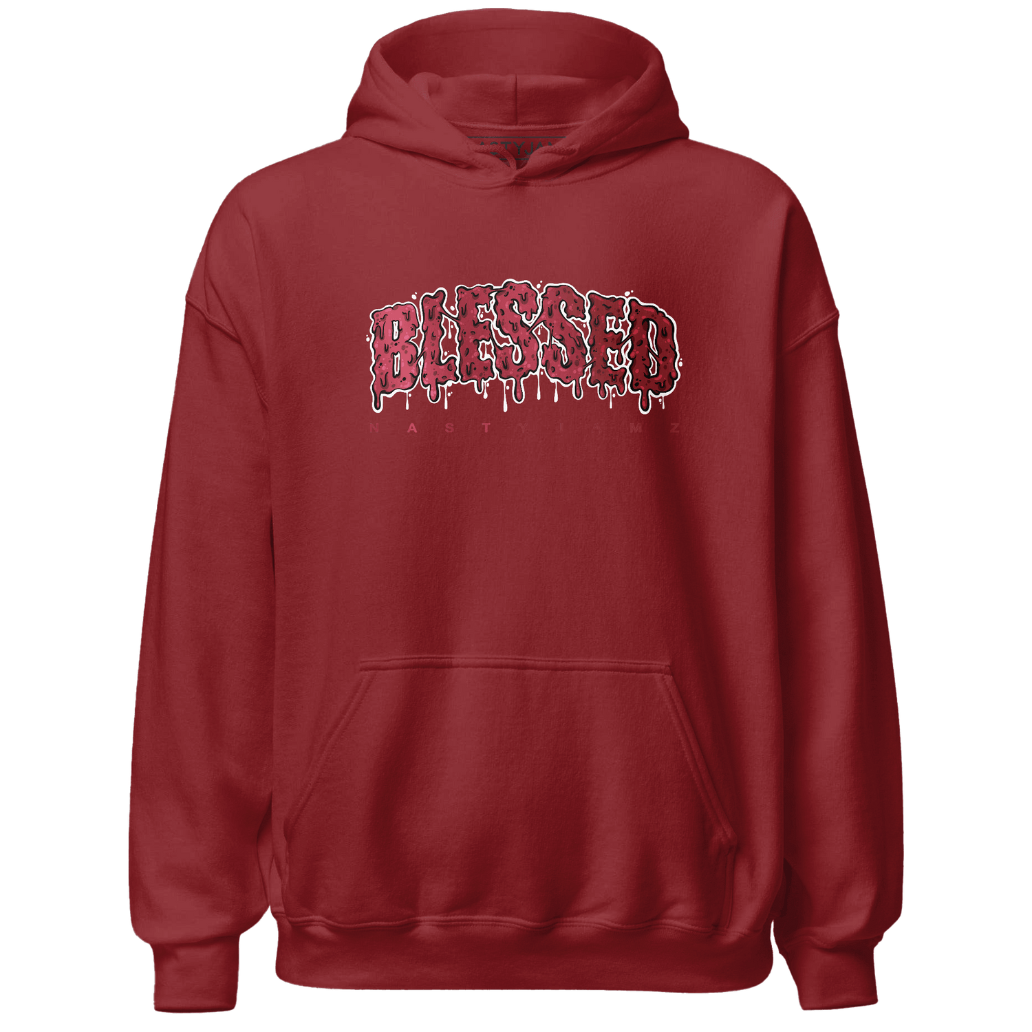 High 85 Metallic Burgundy 1s Hoodie Match Blessed Text - NastyJamz