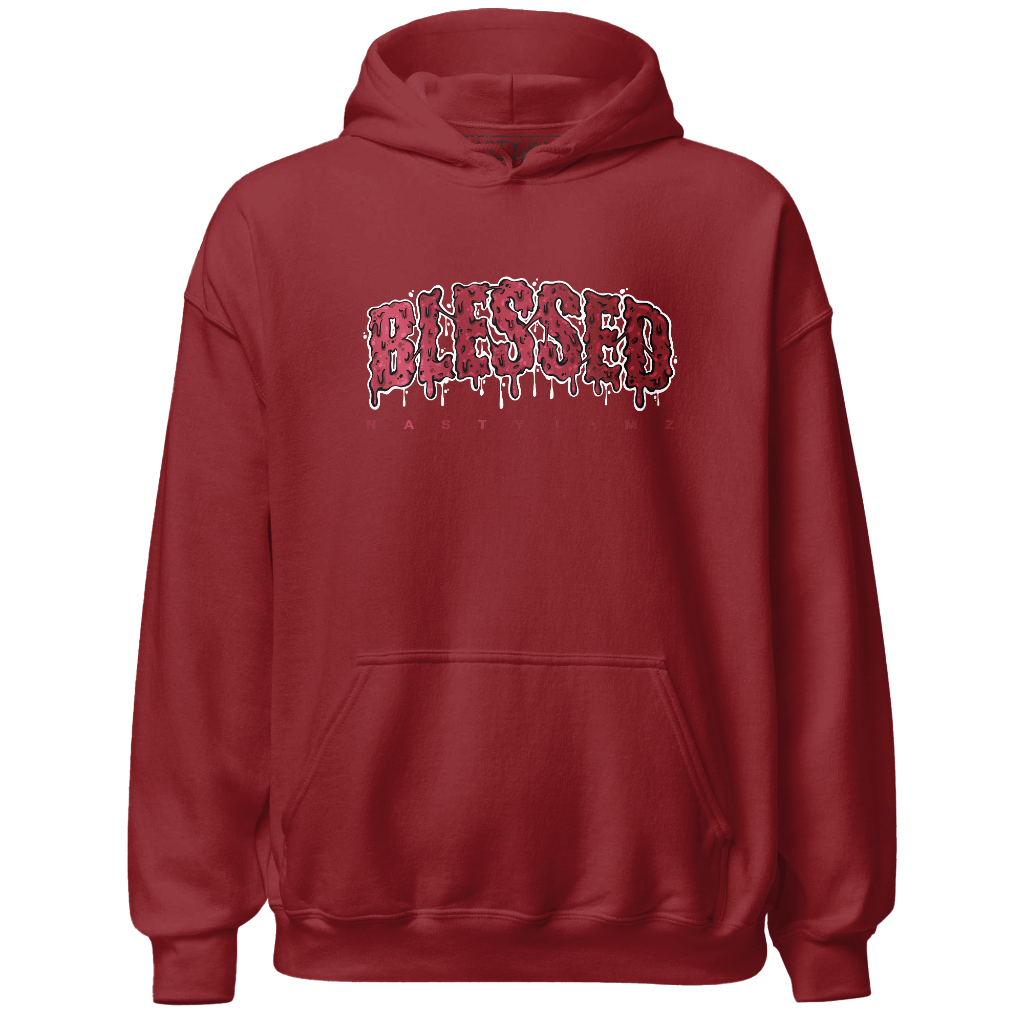 High 85 Metallic Burgundy 1s Hoodie Match Blessed Text - NastyJamz